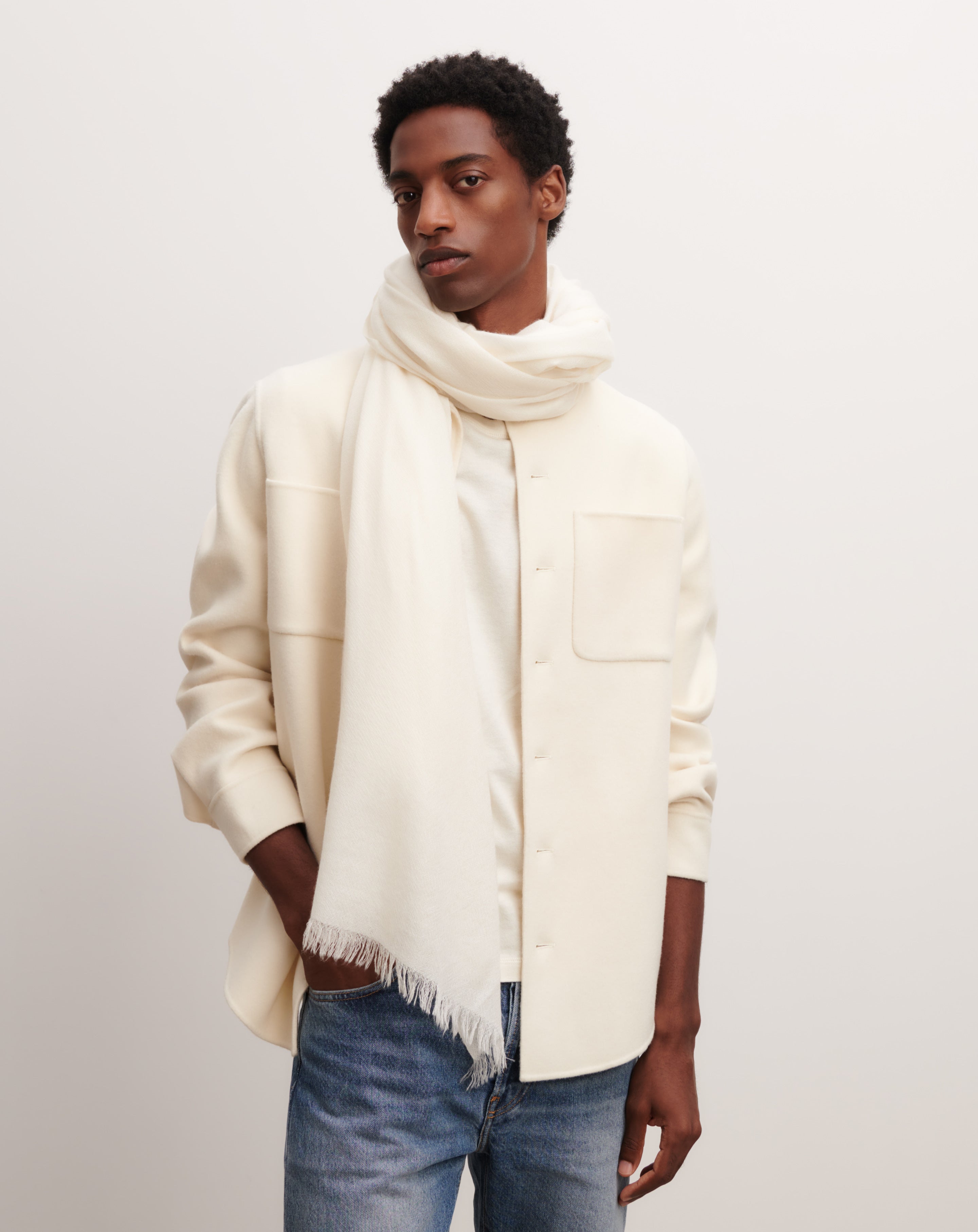 Maxi étole en voile-NATUREL-100% cachemire