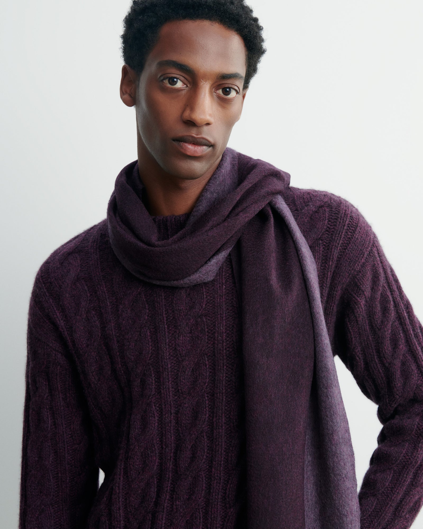 Écharpe à franges maxi tartan-MURE-100% cachemire