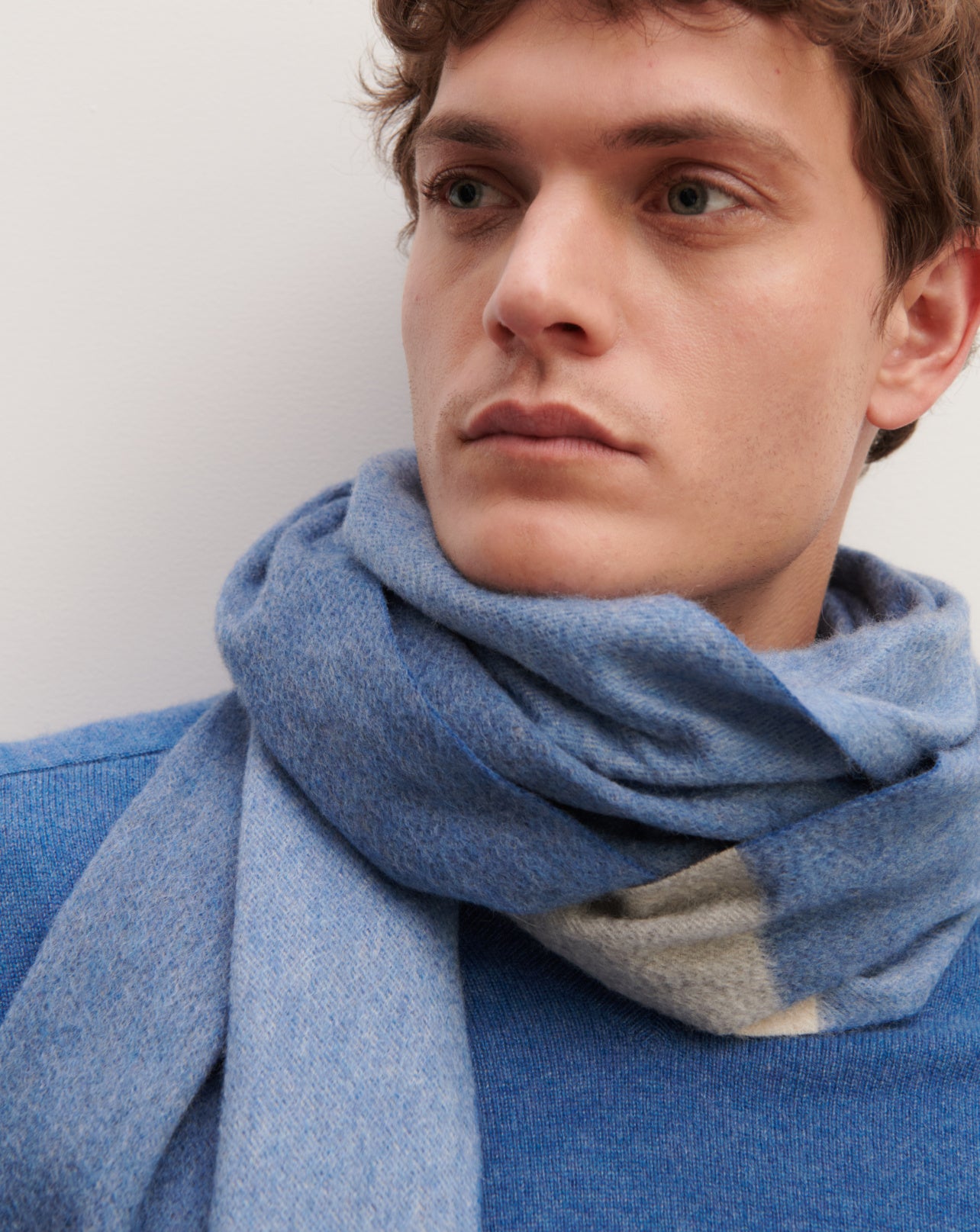 Écharpe à franges maxi tartan-GEAI-100% cachemire