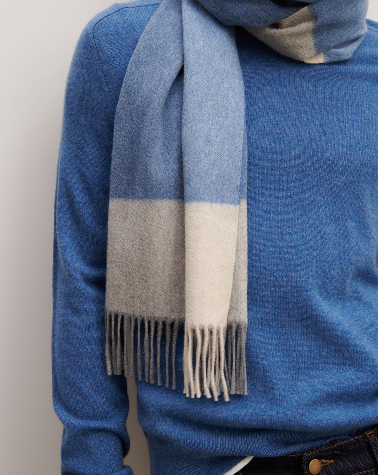 Écharpe à franges maxi tartan-GEAI-100% cachemire