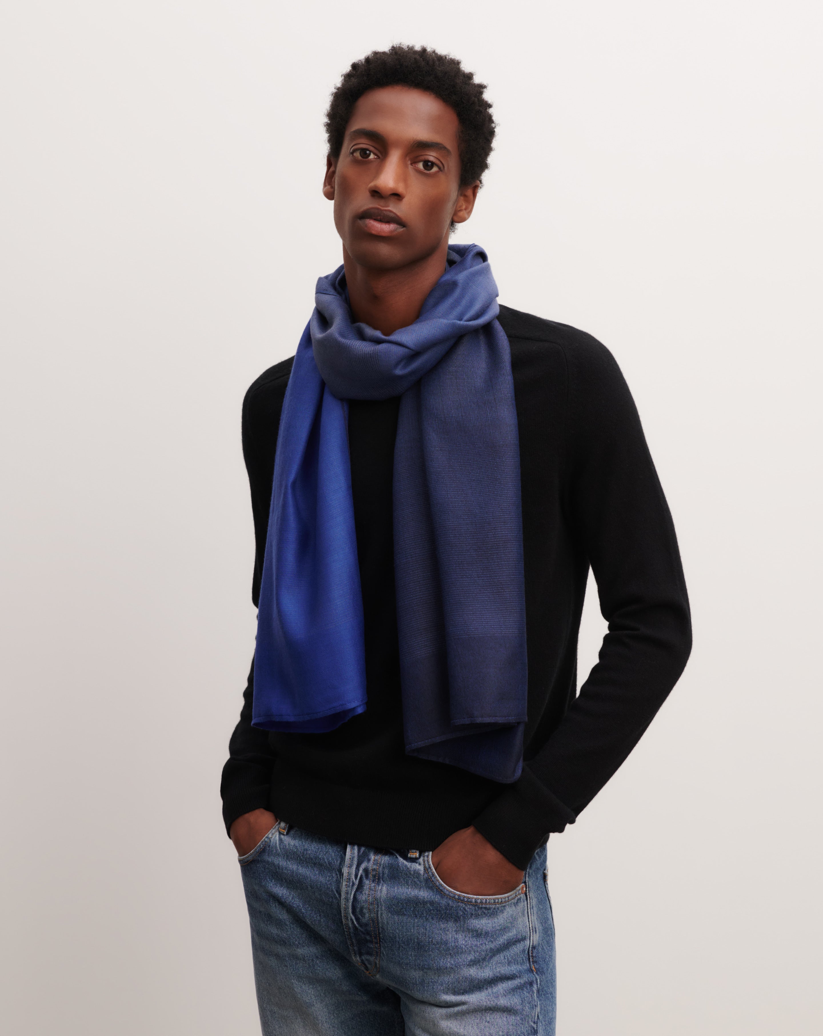 Étole Harmony-GEAI/BLEU ATLANTIDE-70% cachemire 30% soie