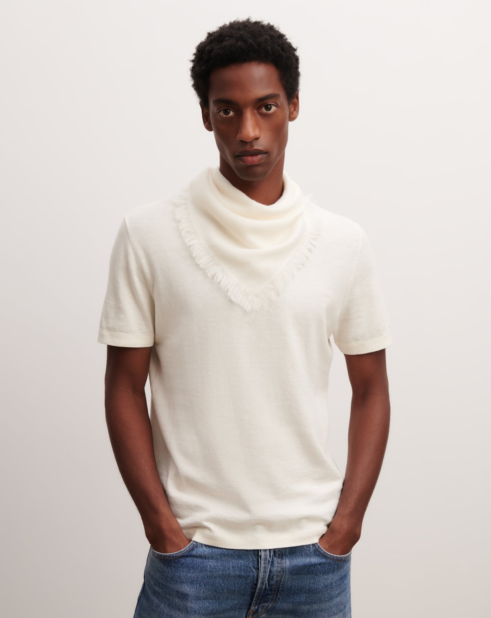 Mini carré en twill-NATUREL-100% cachemire