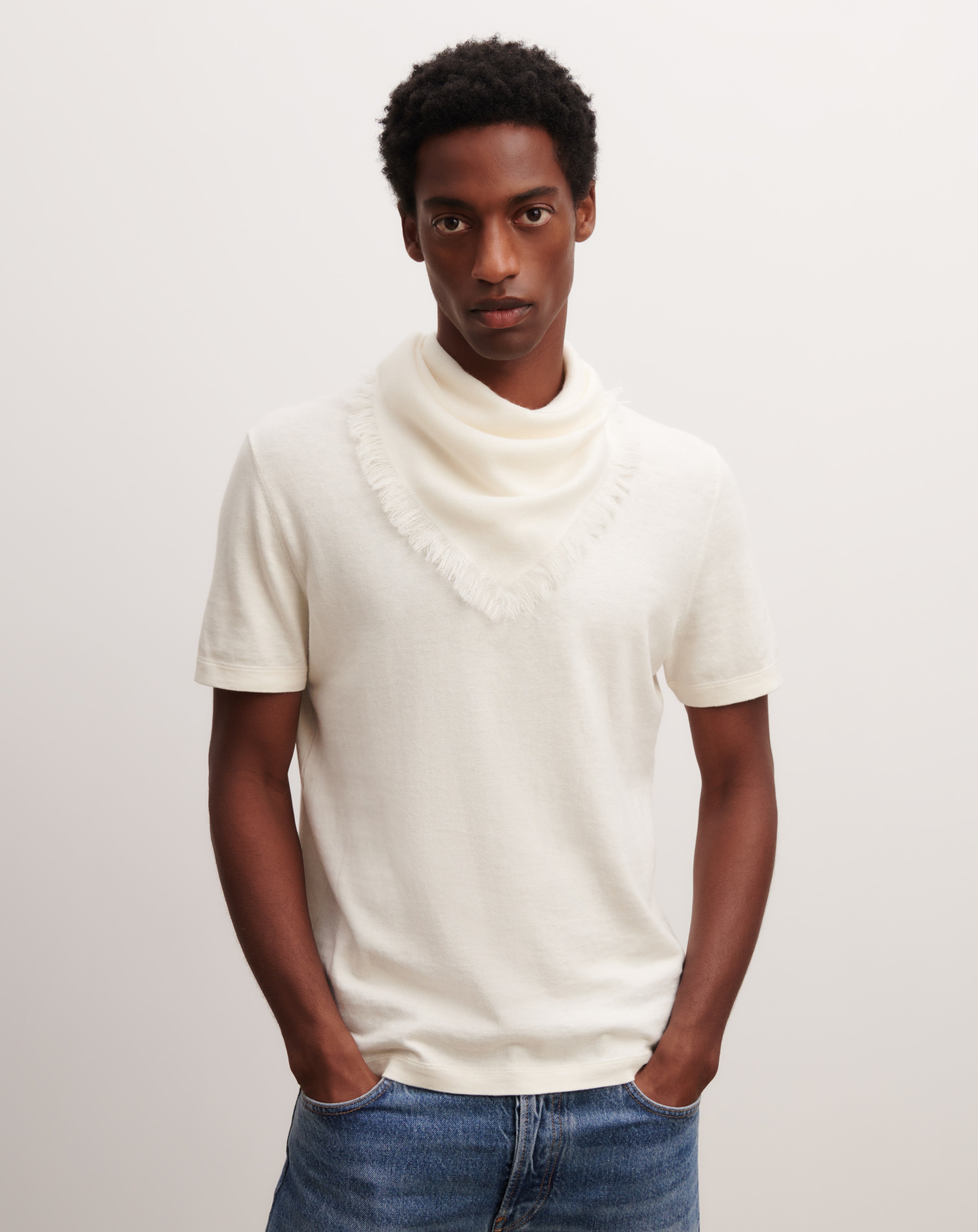 Mini carré en twill-NATUREL-100% cachemire