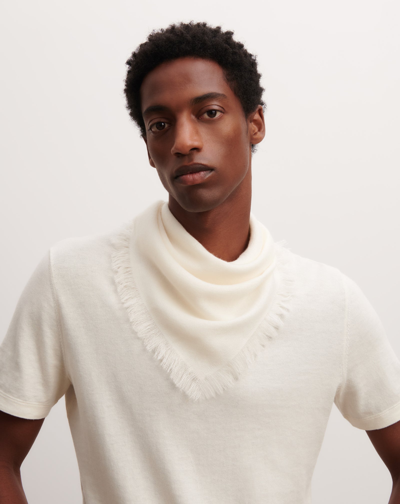 Mini carré en twill-NATUREL-100% cachemire