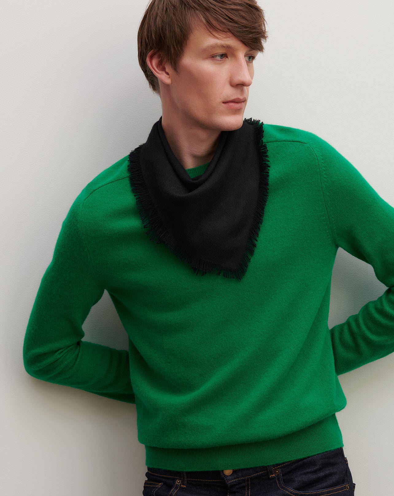 Mini carré en twill-NOIR-100% cachemire