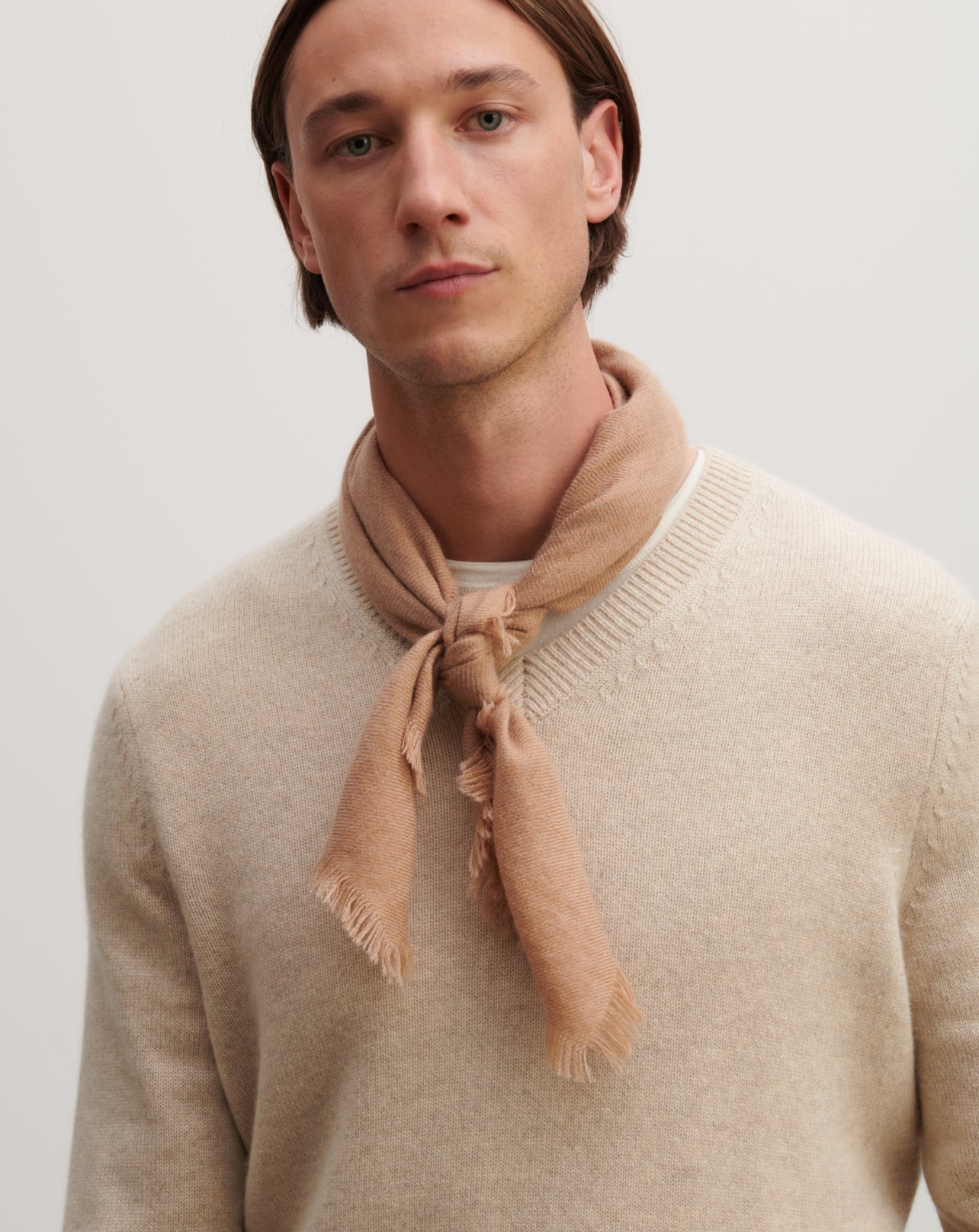 Mini carré en twill-CARAMEL-100% cachemire