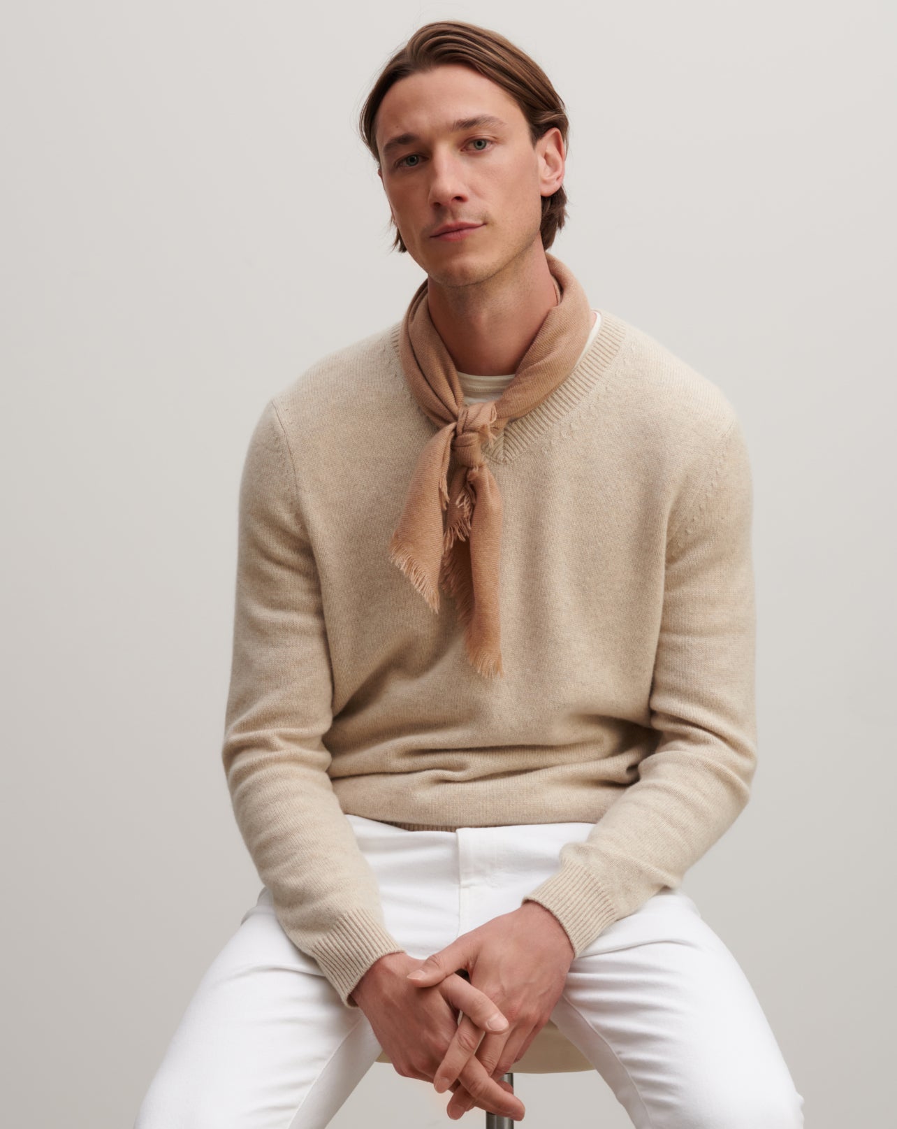 Mini carré en twill-CARAMEL-100% cachemire