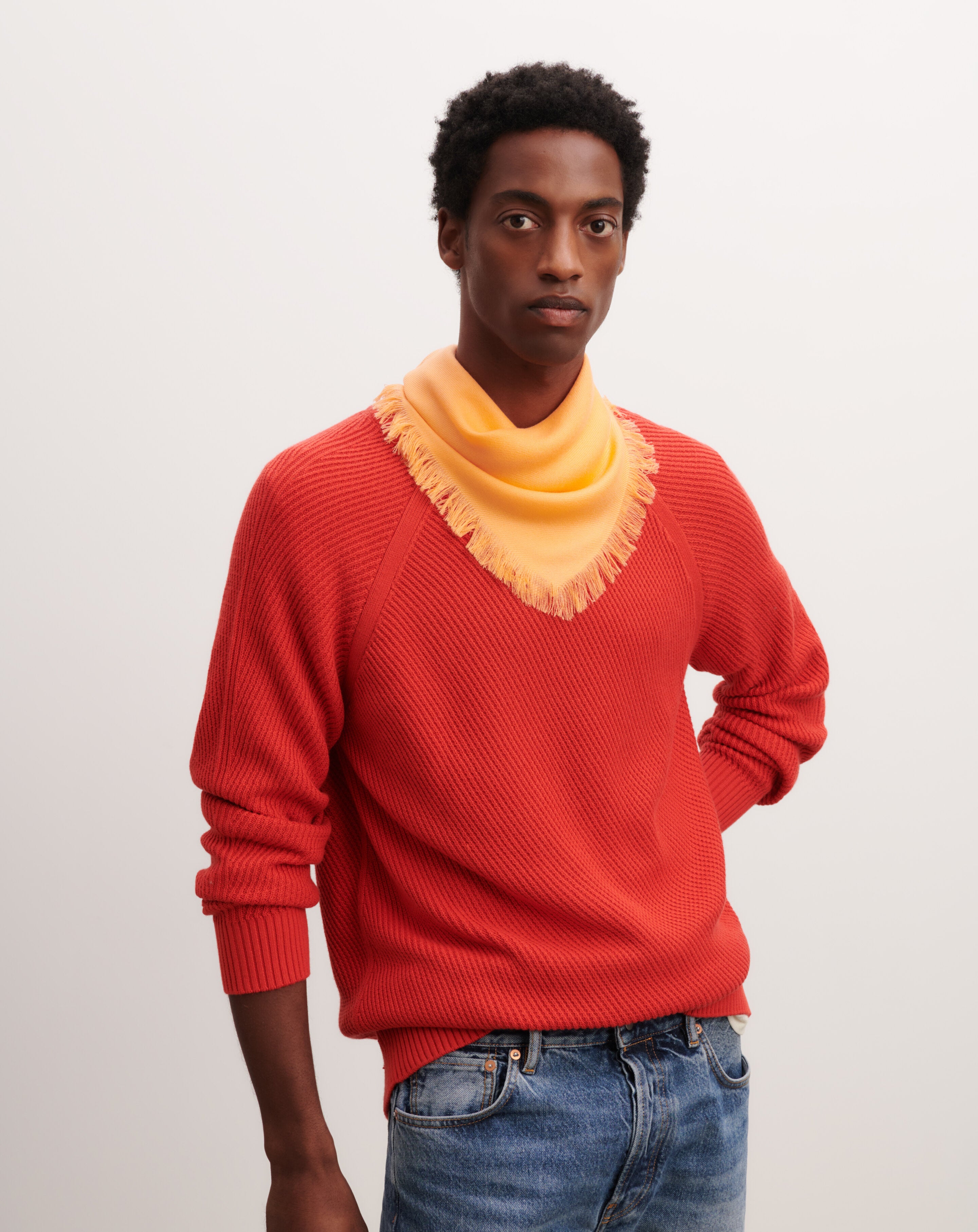 Mini carré en twill-SUNSET-100% cachemire