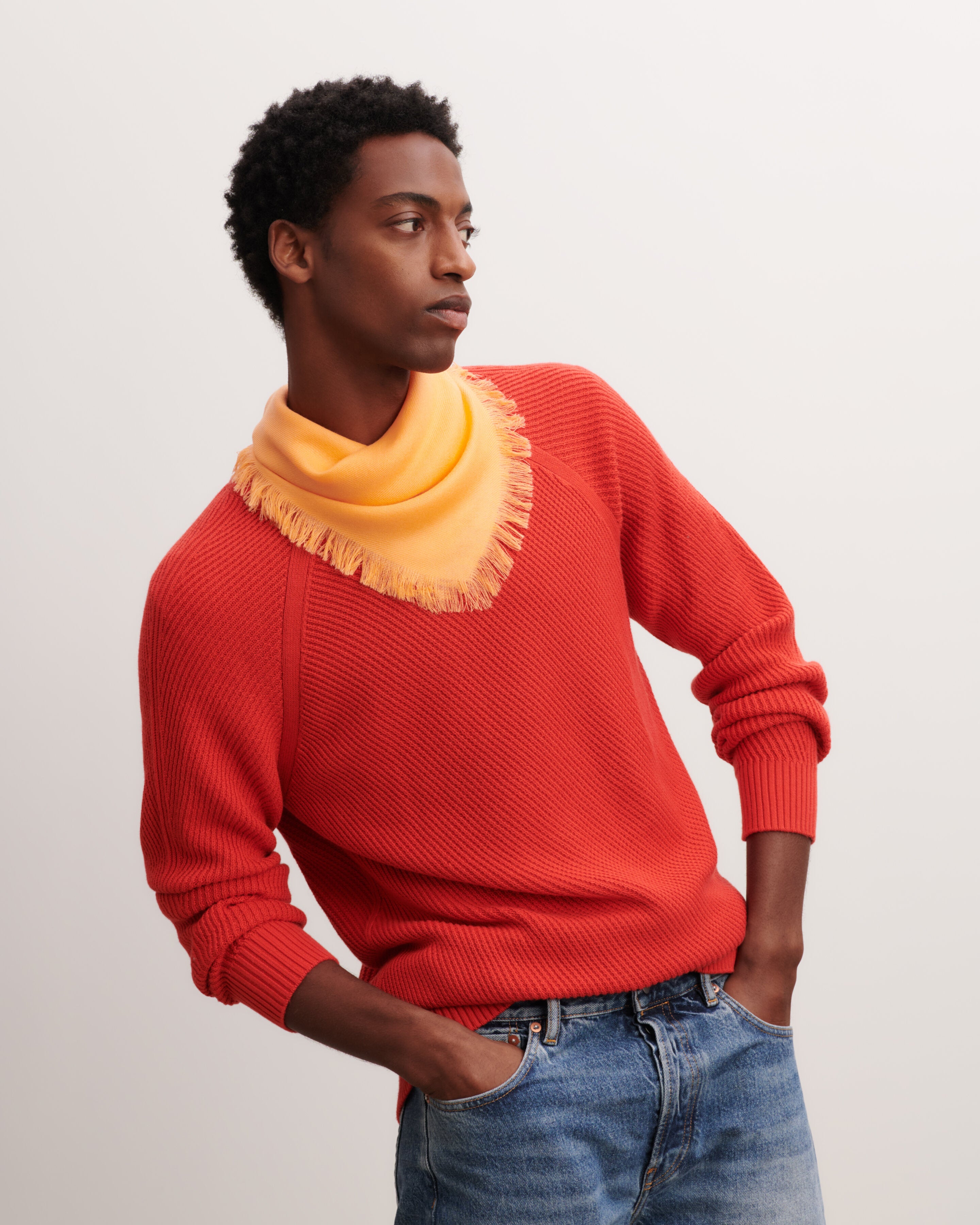 Mini carré en twill-SUNSET-100% cachemire