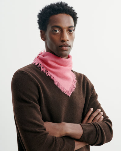 Mini carré en twill-ROSE CAMEO-100% cachemire