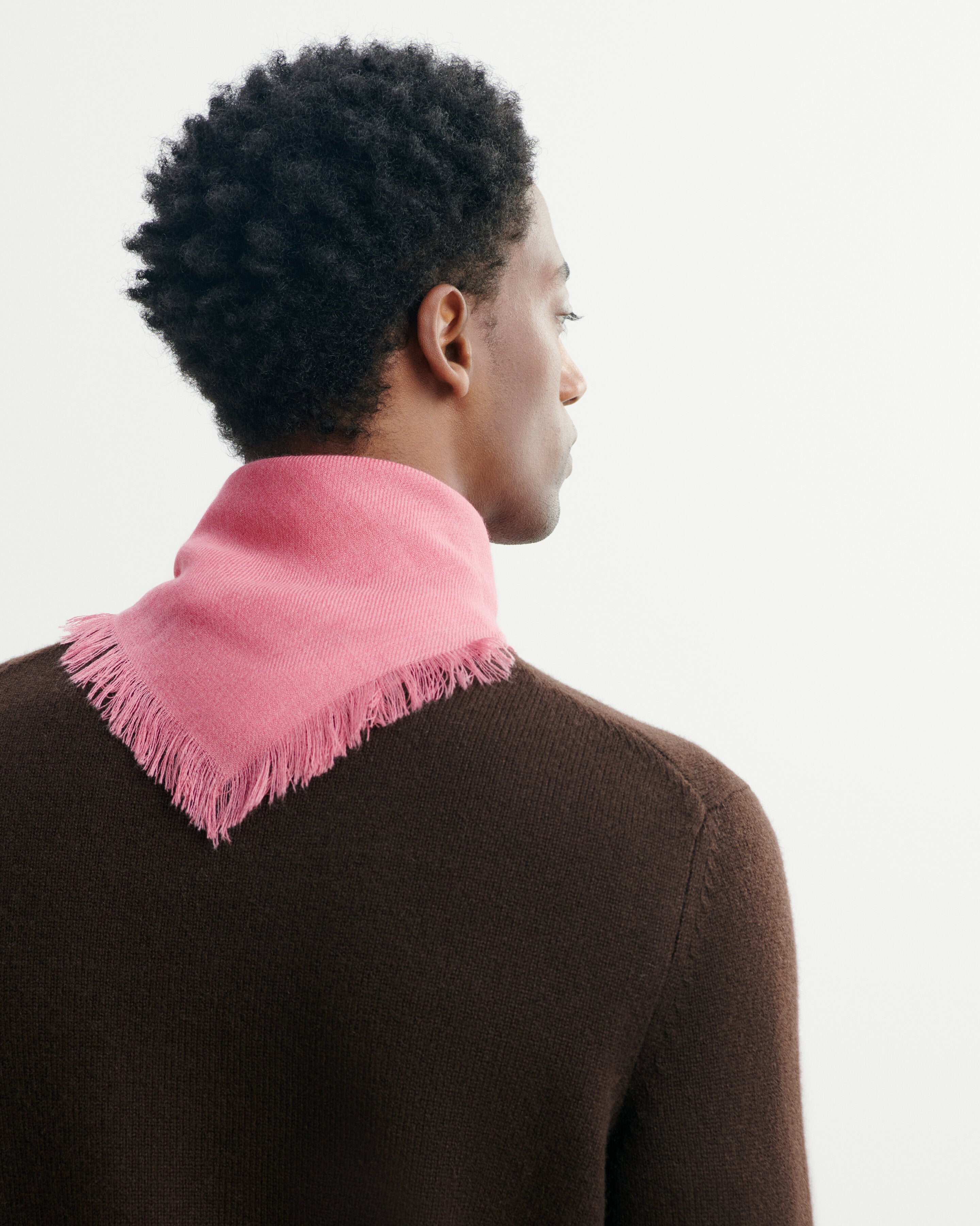 Mini carré en twill-ROSE CAMEO-100% cachemire