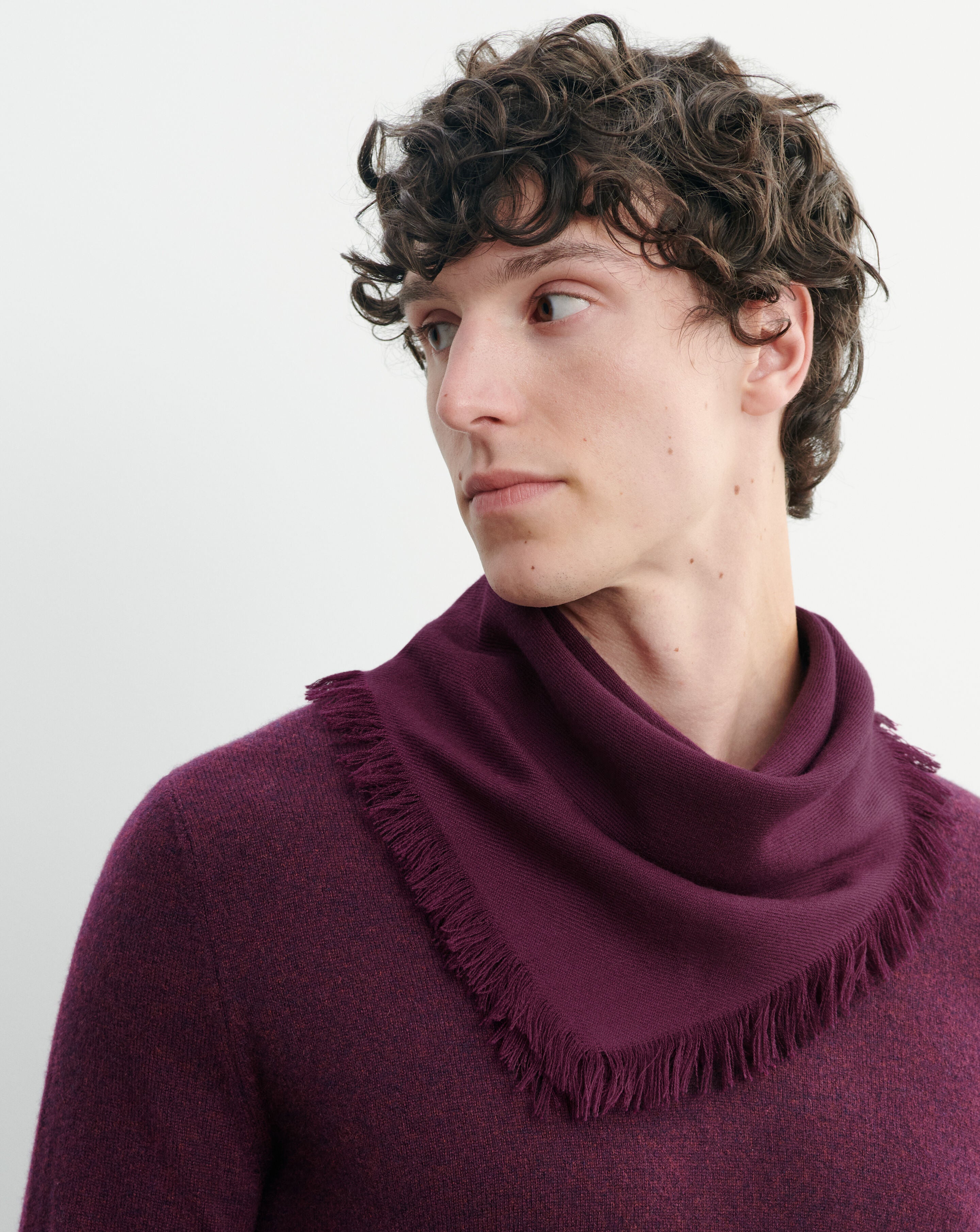 Mini carré en twill-PRUNE DAMAS-100% cachemire