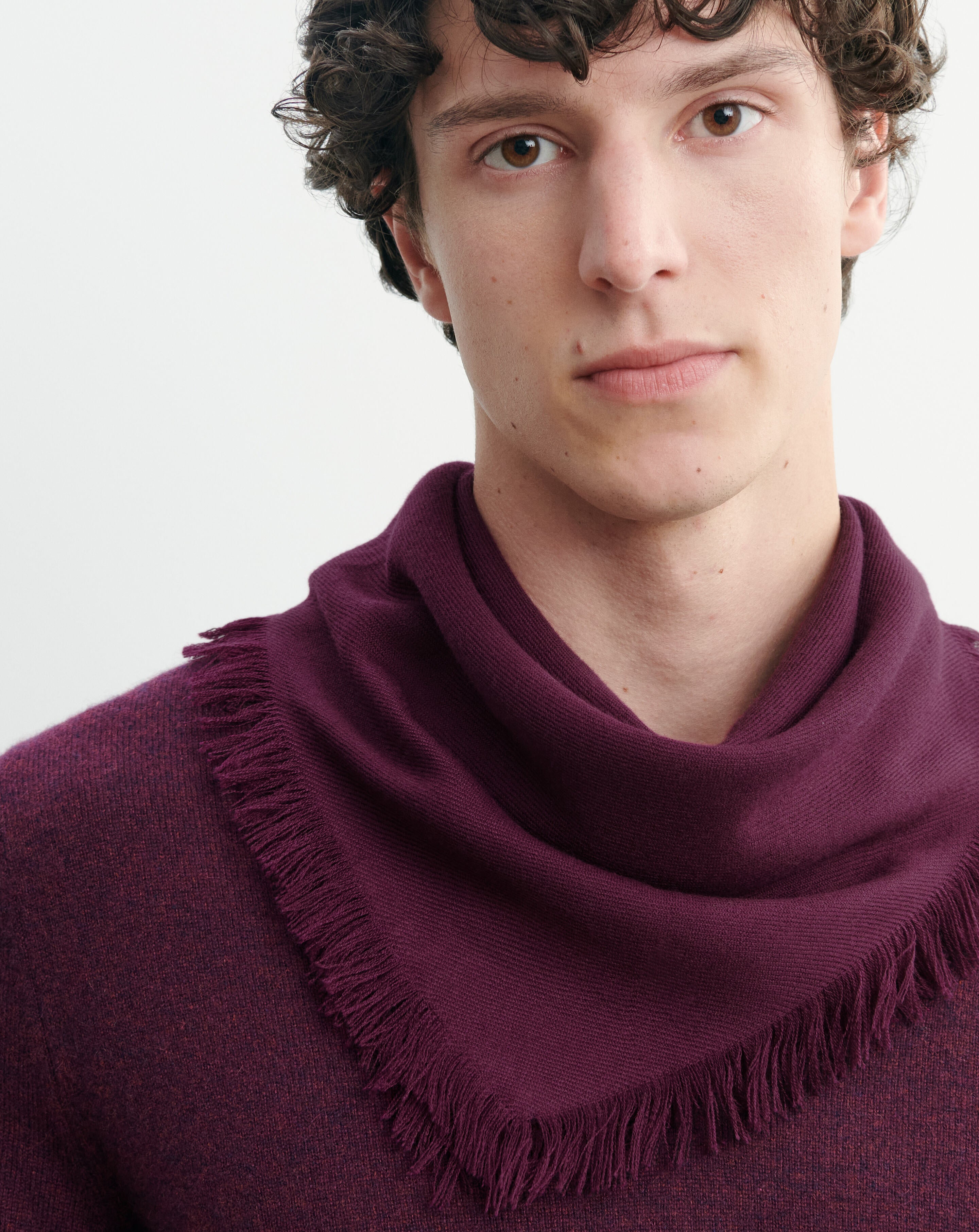 Mini carré en twill-PRUNE DAMAS-100% cachemire