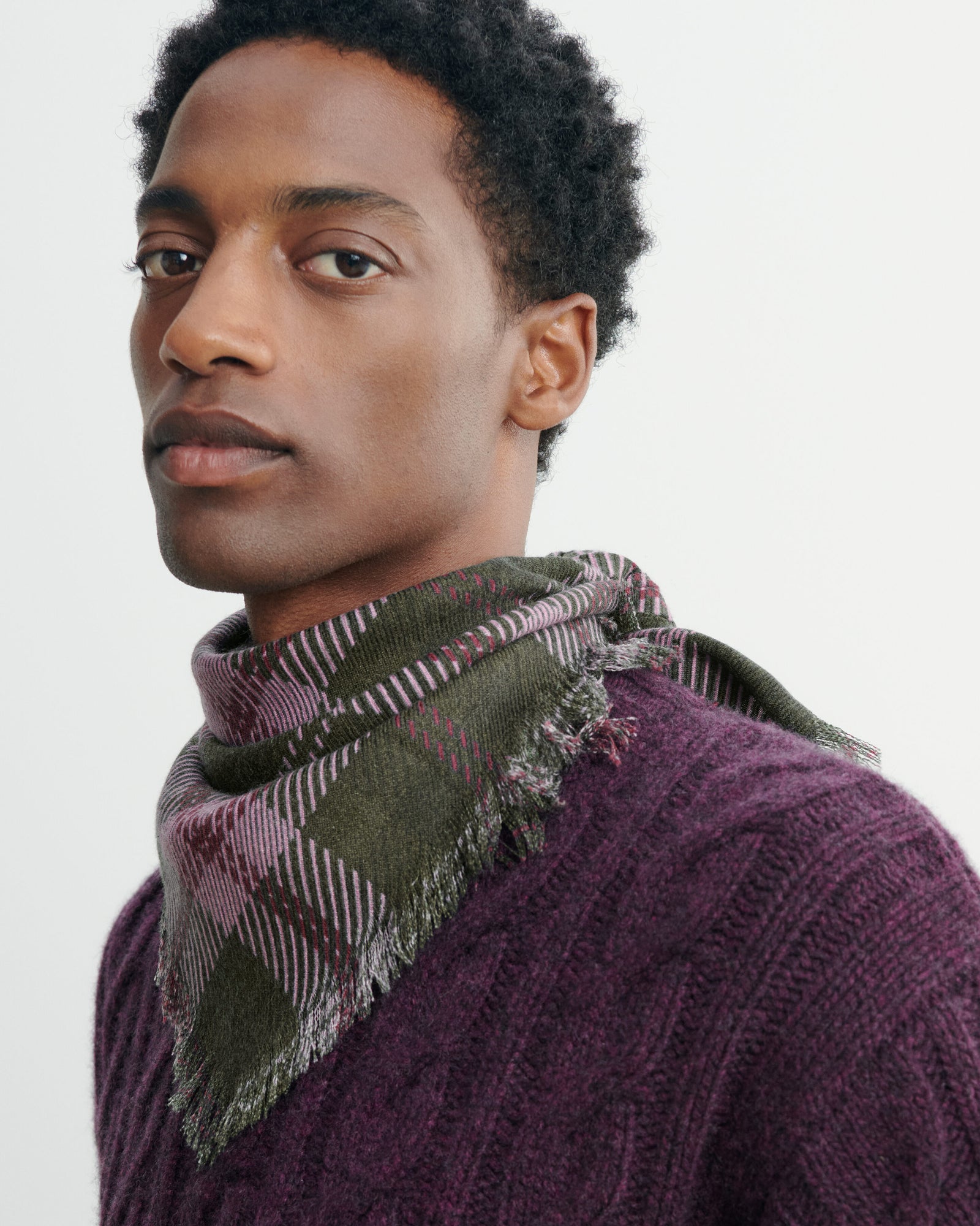 Mini carré twill imprimé-BRONZE-100% cachemire