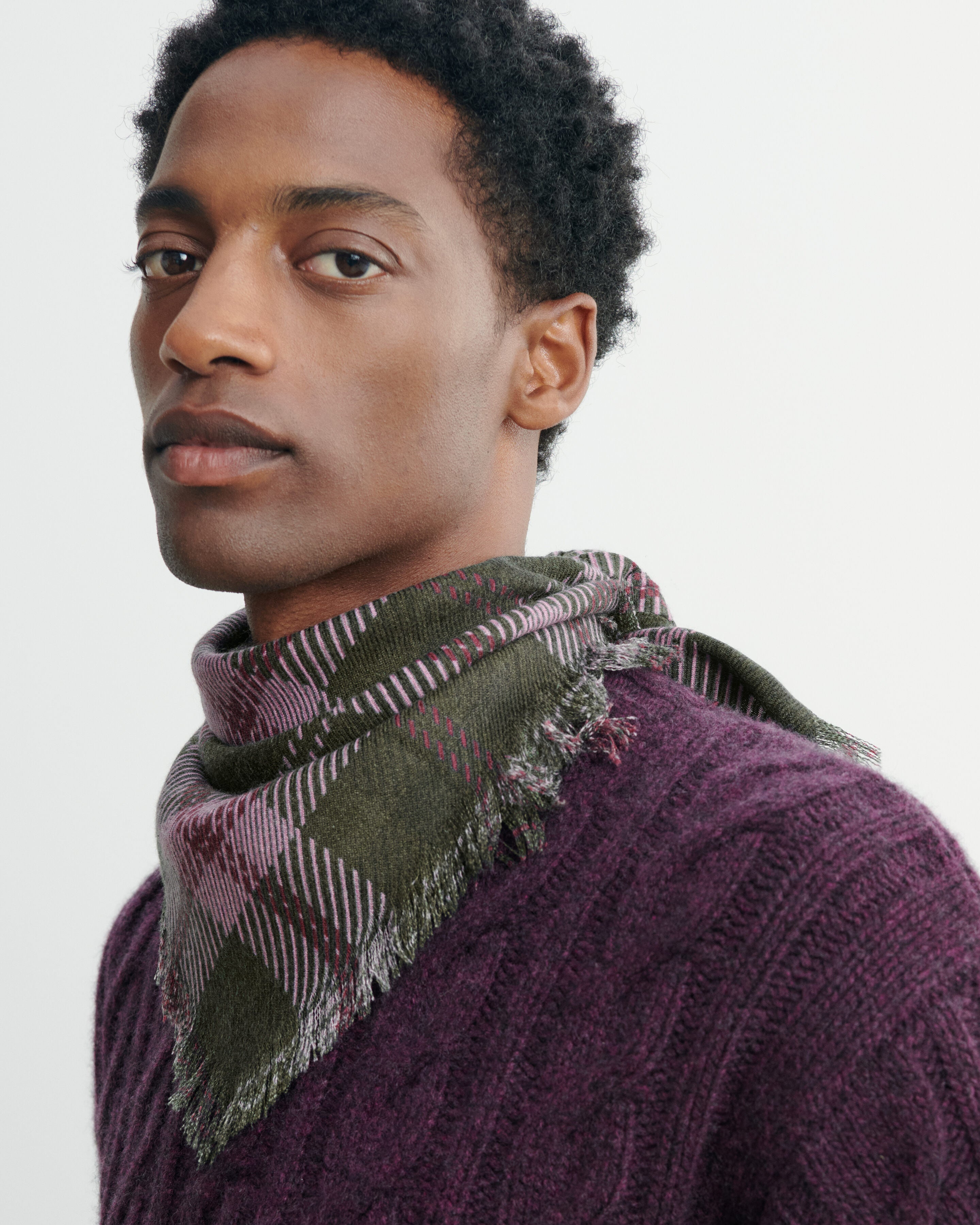 Mini carré twill imprimé-BRONZE-100% cachemire