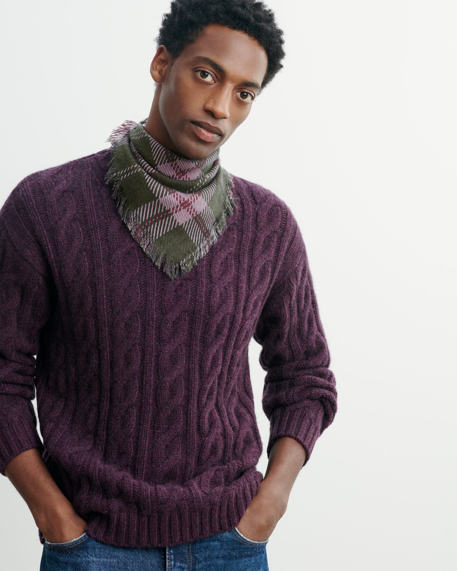 Mini carré twill imprimé-BRONZE-100% cachemire