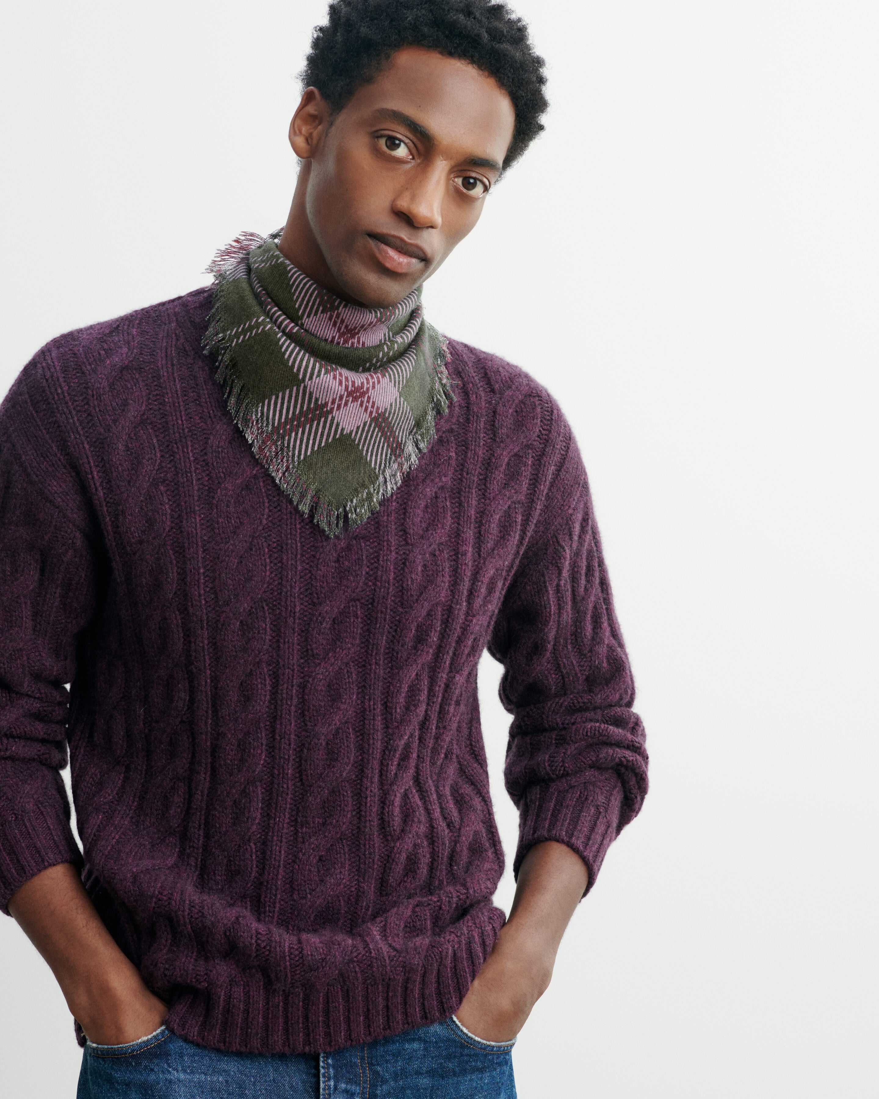 Mini carré twill imprimé-BRONZE-100% cachemire