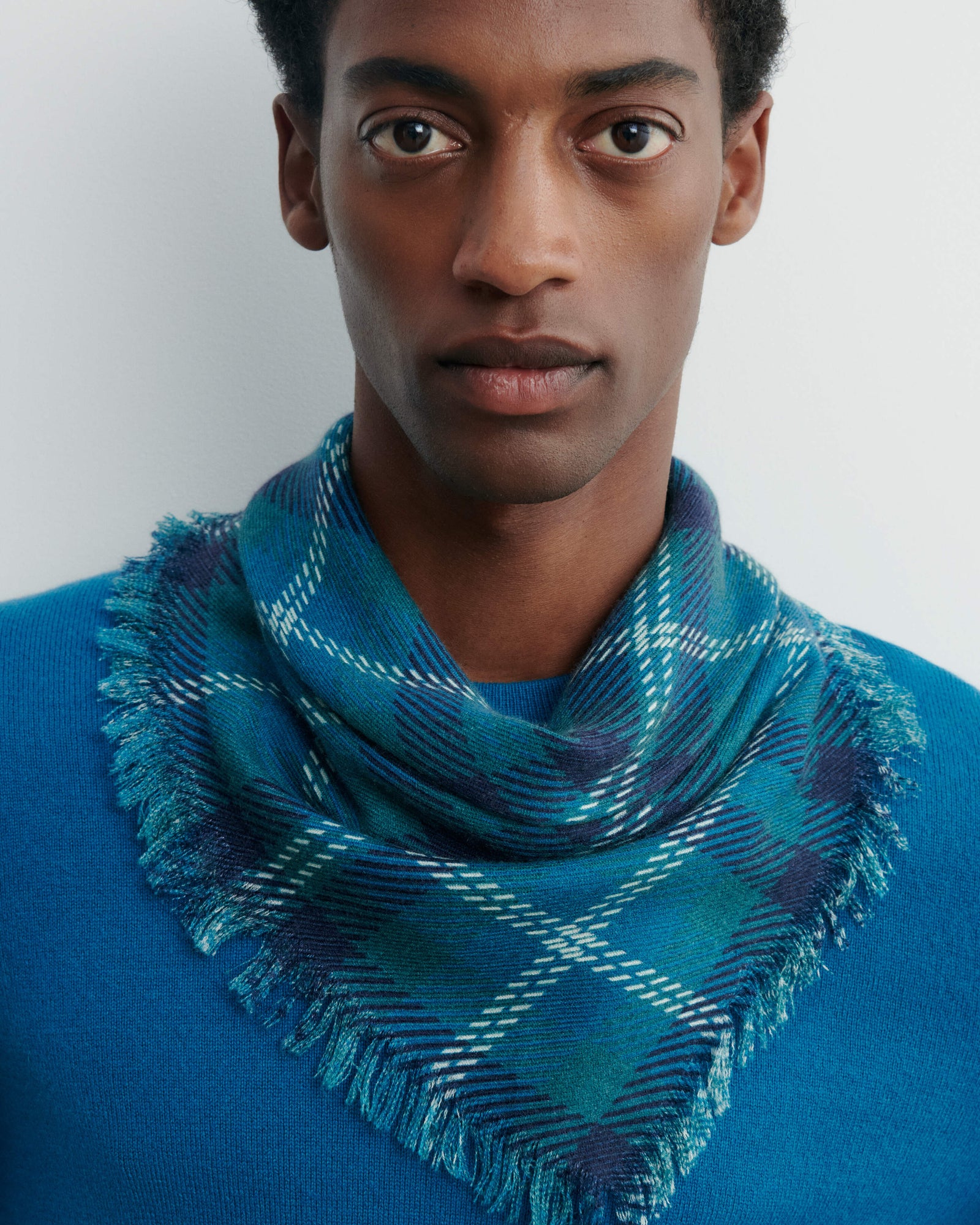 Mini carré twill imprimé-CEDRE-100% cachemire