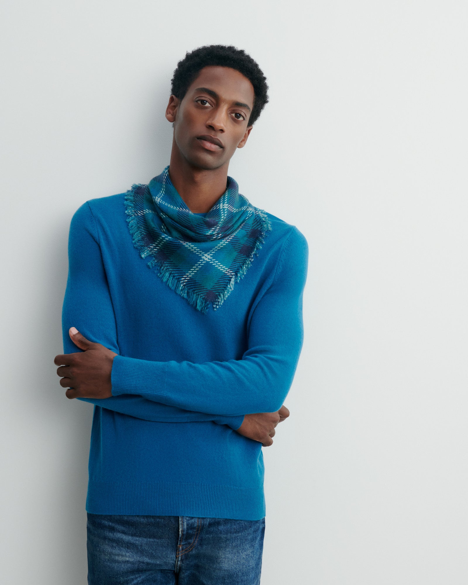 Mini carré twill imprimé-CEDRE-100% cachemire