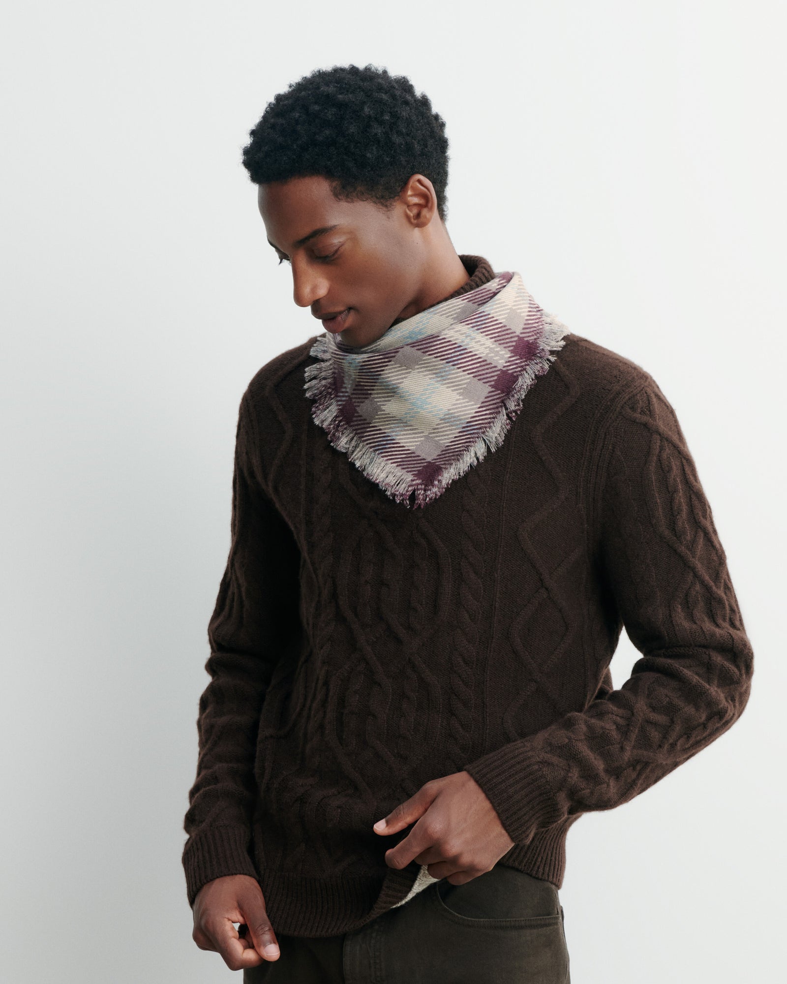 Mini carré twill imprimé-MILLET-100% cachemire