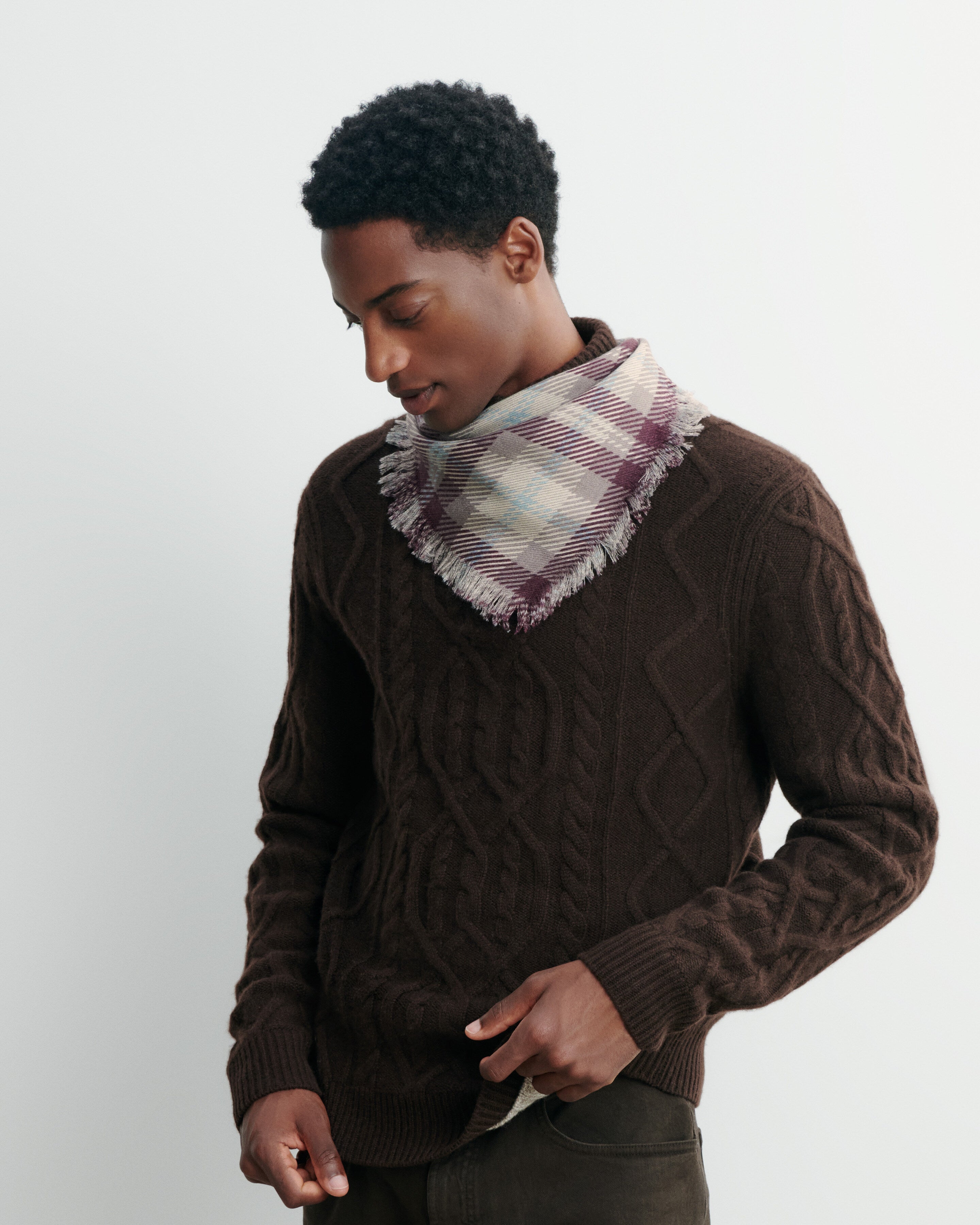 Mini carré twill imprimé-MILLET-100% cachemire