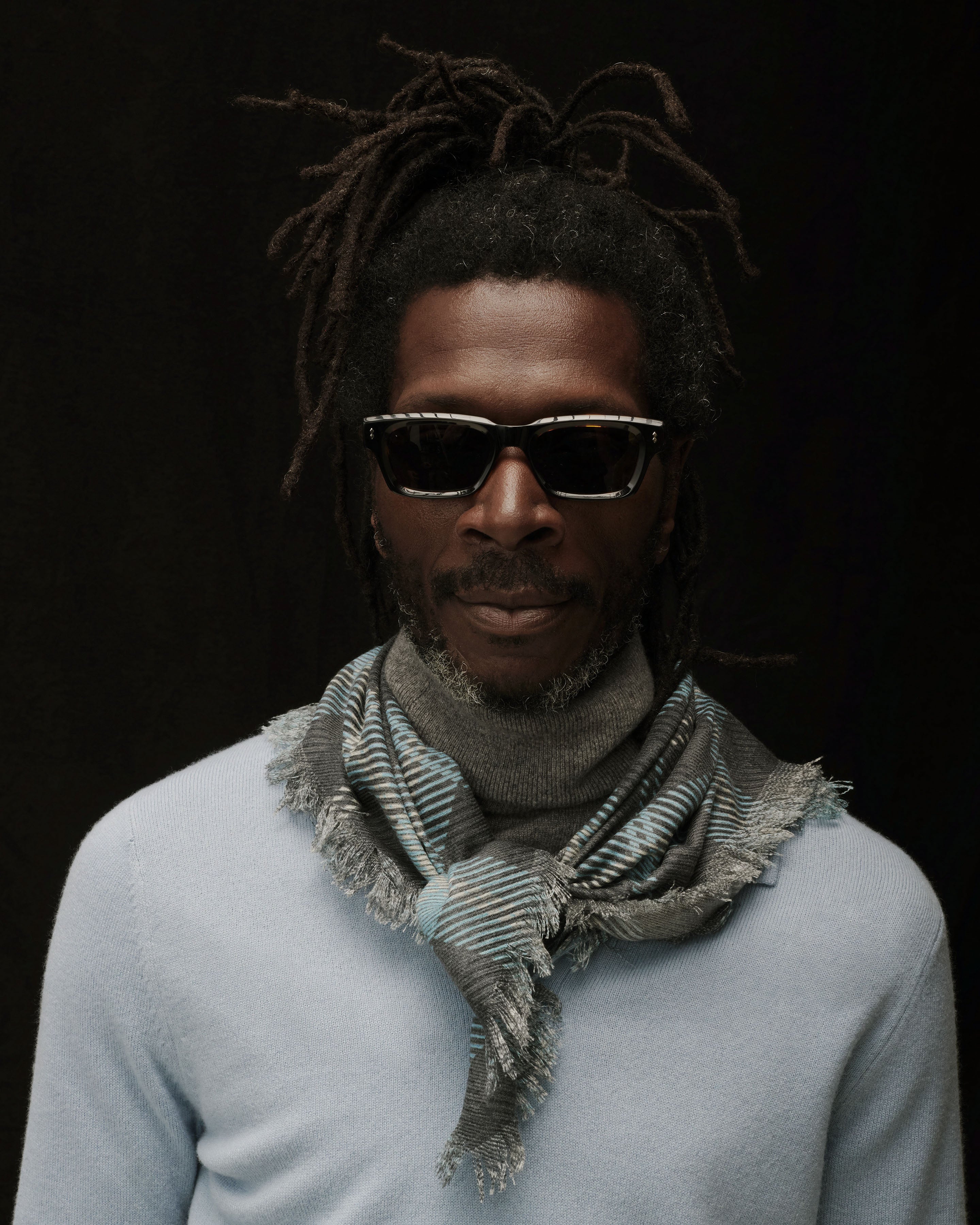 Mini carré twill imprimé-BLEU CONCORDE-100% cachemire