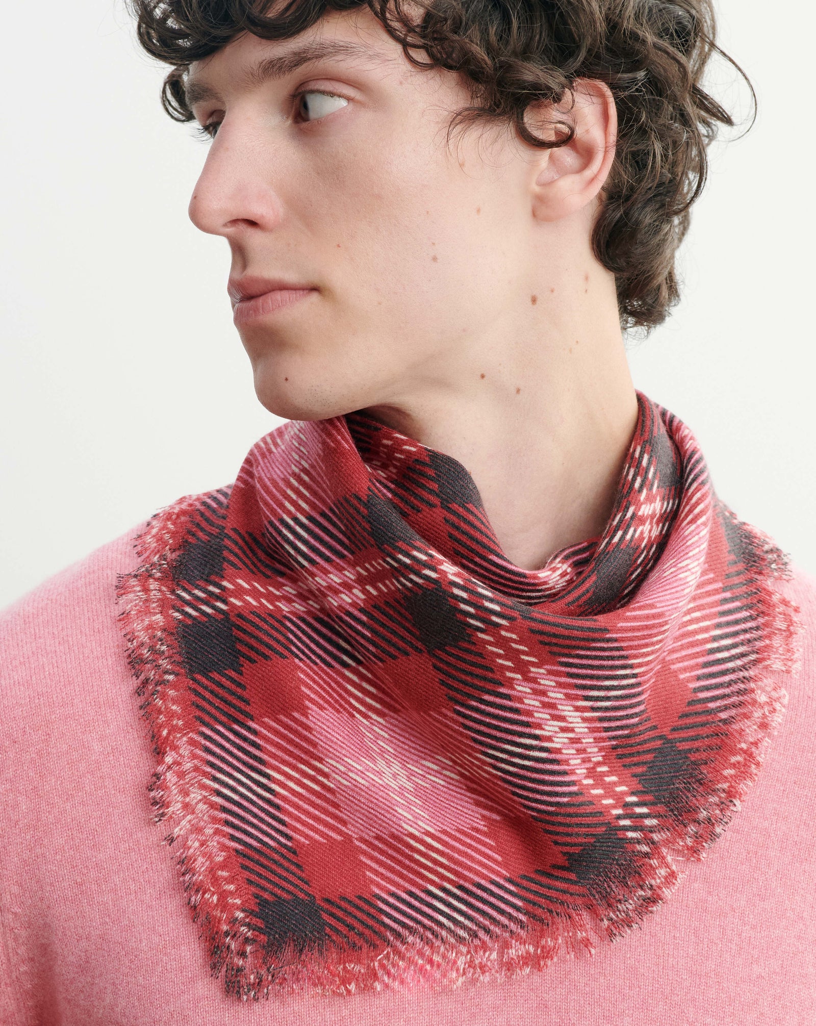 Mini carré twill imprimé-ROUGE TANGO-100% cachemire