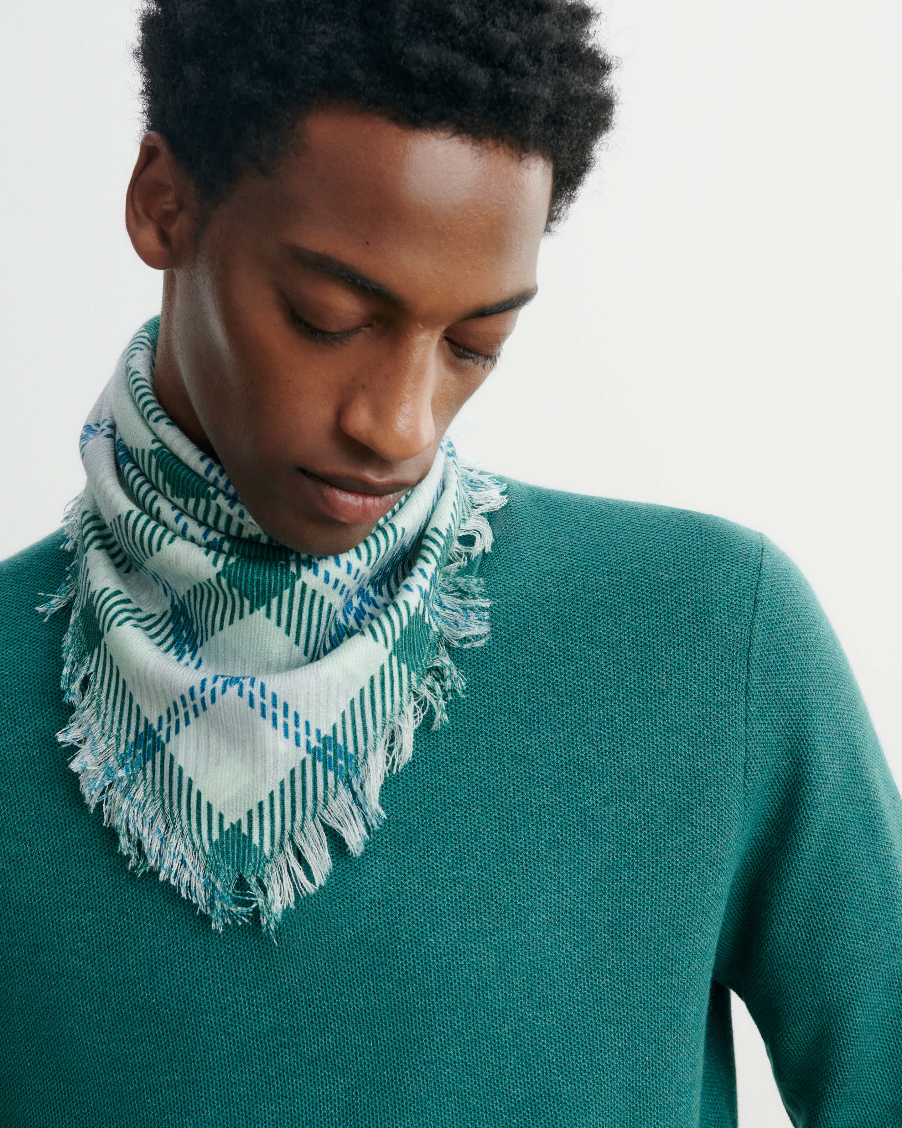 Mini carré twill imprimé-VERT ARAGON-100% cachemire