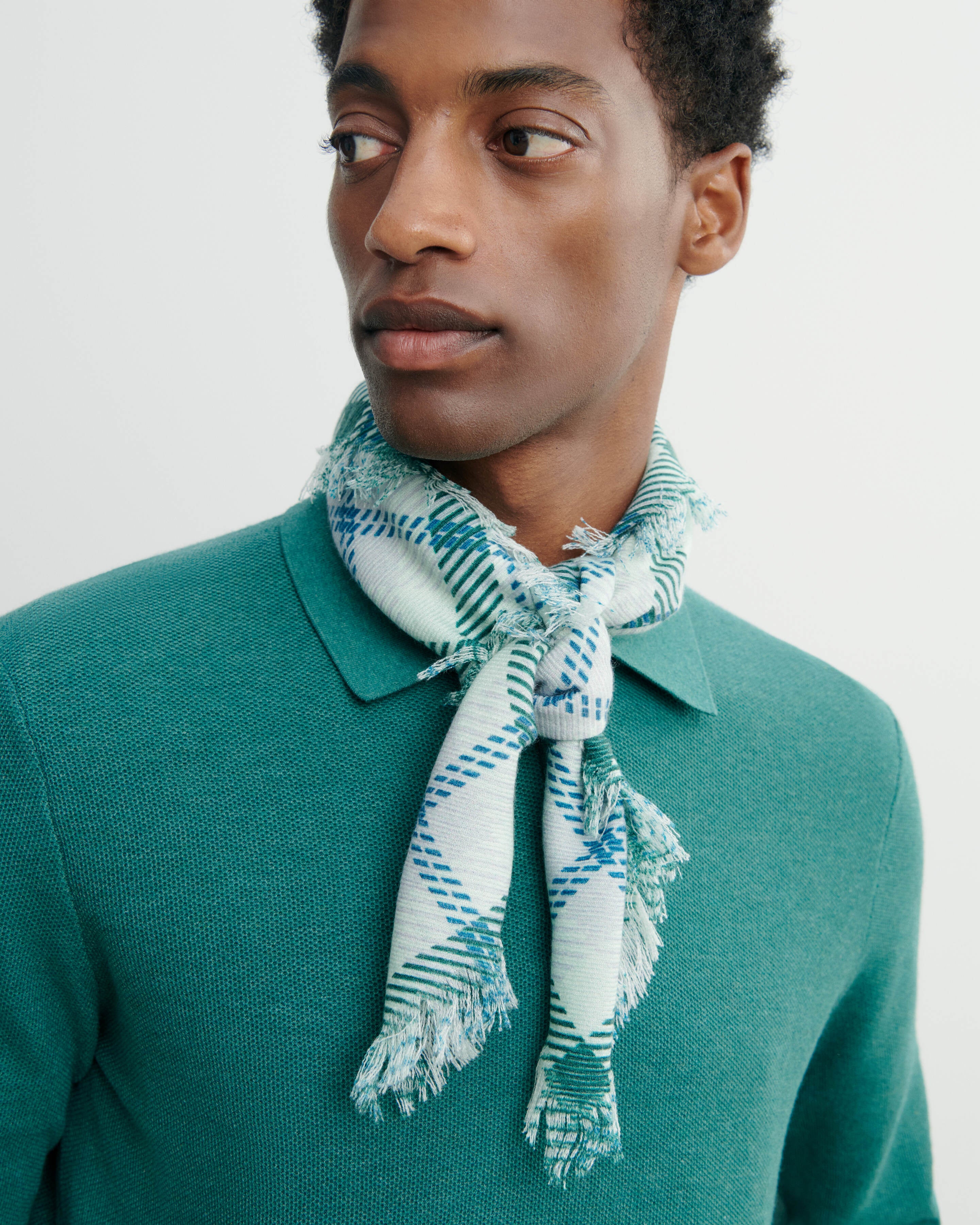 Mini carré twill imprimé-VERT ARAGON-100% cachemire