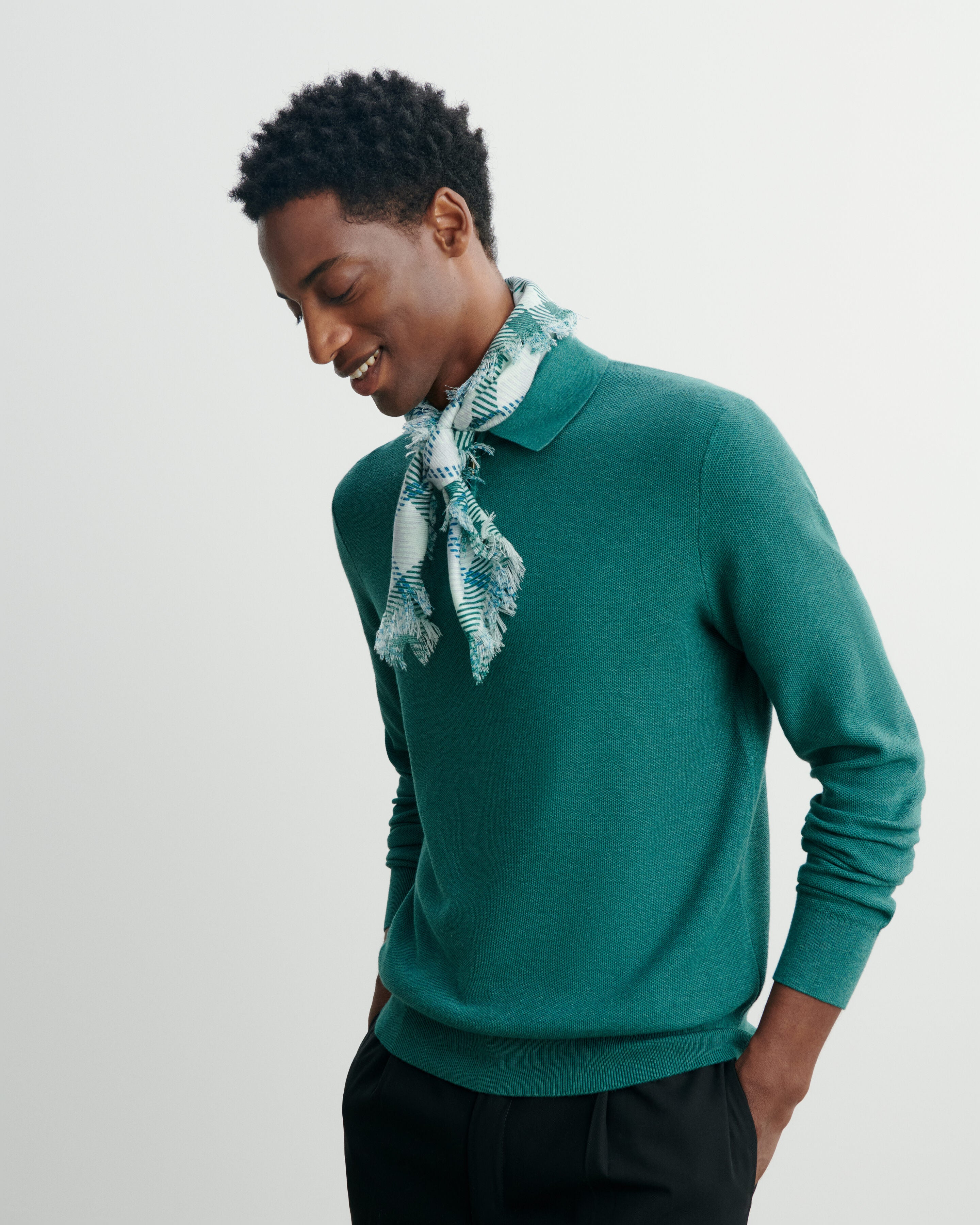 Mini carré twill imprimé-VERT ARAGON-100% cachemire