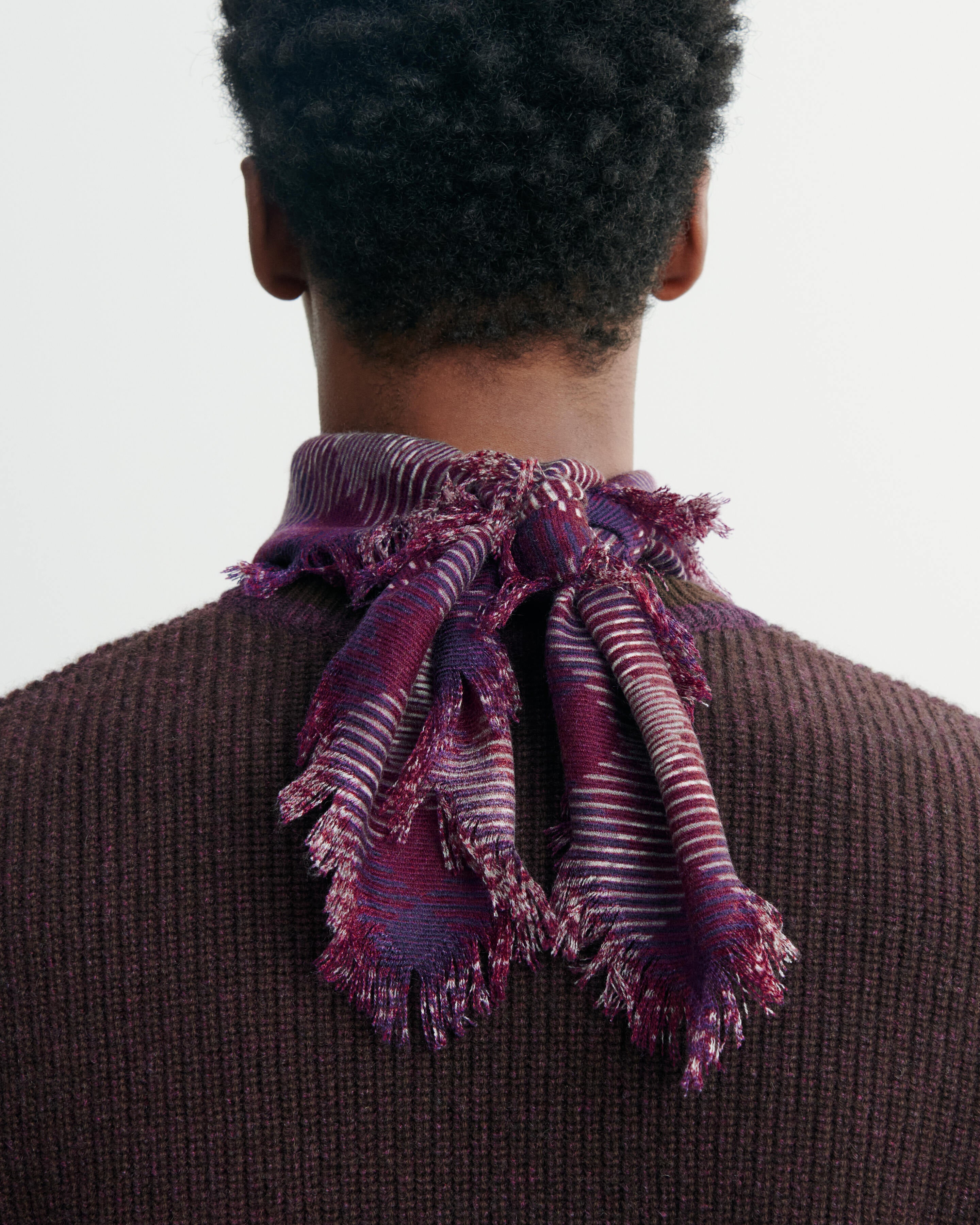 Mini carré twill imprimé-PRUNE DAMAS-100% cachemire