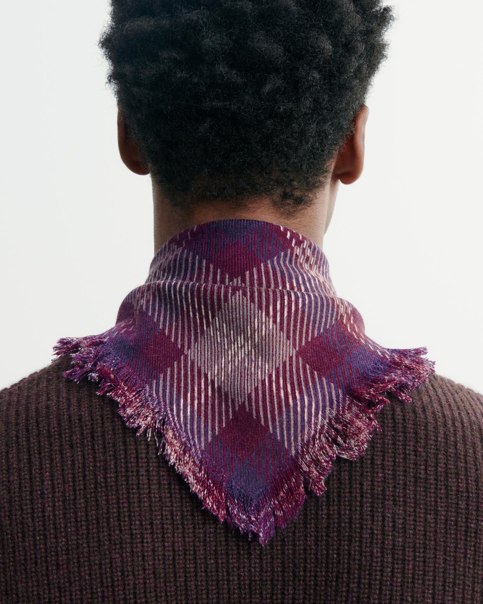 Mini carré twill imprimé-PRUNE DAMAS-100% cachemire