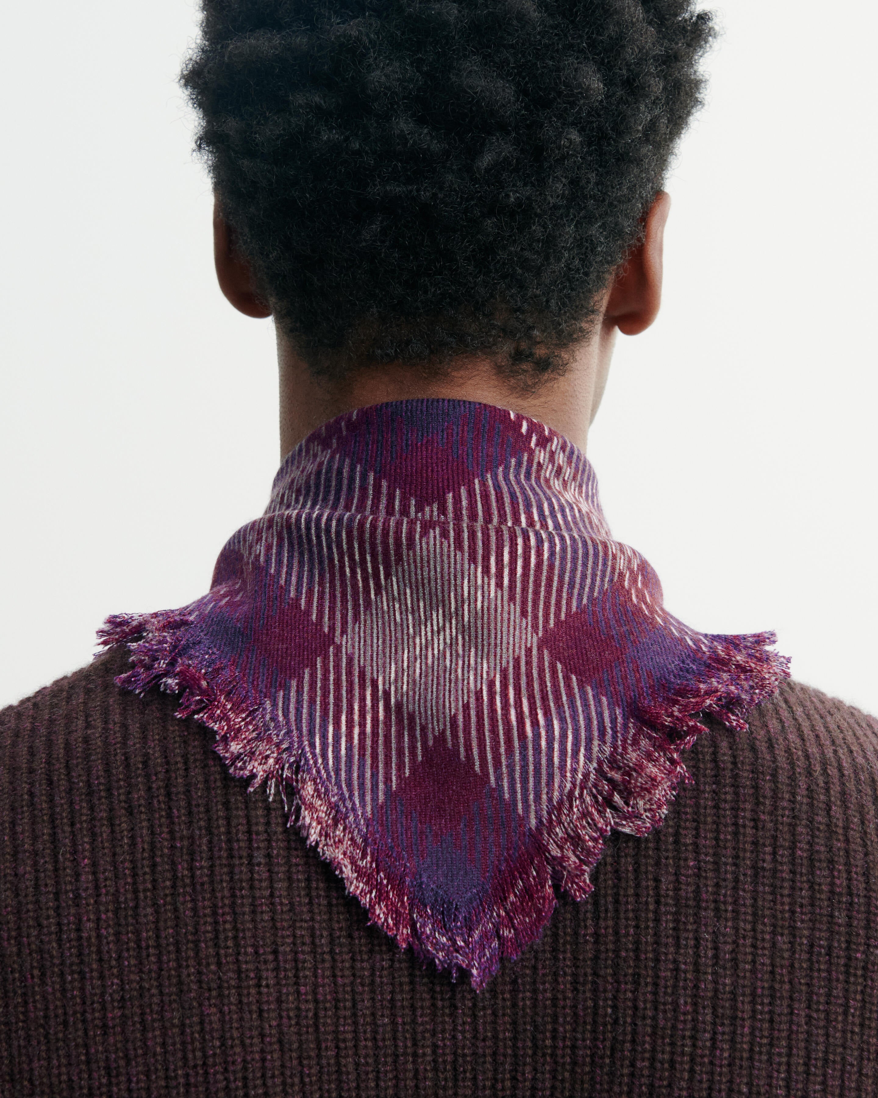 Mini carré twill imprimé-PRUNE DAMAS-100% cachemire