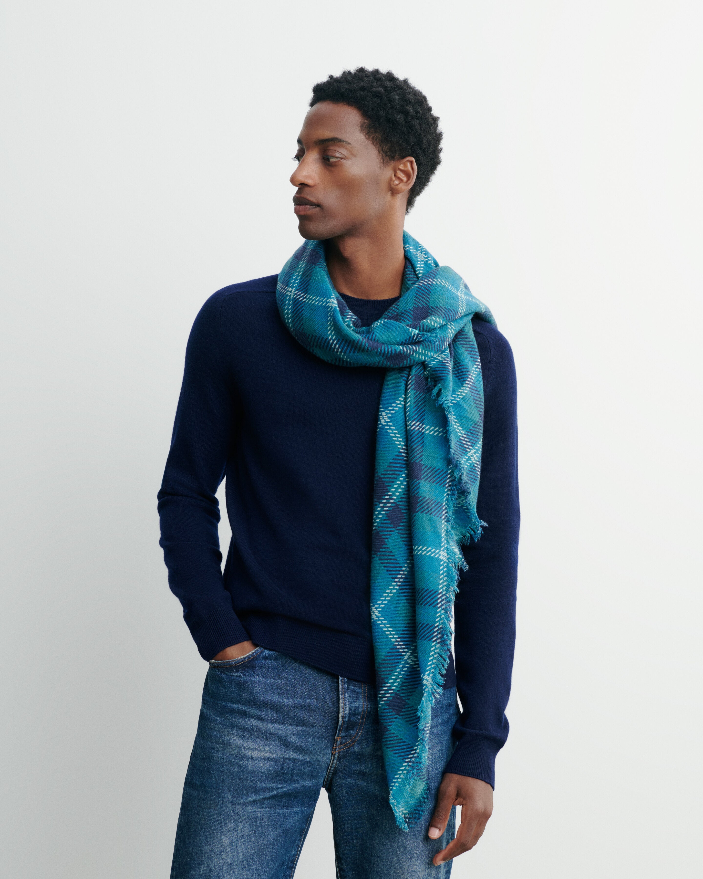 Carré en twill imprimé-CEDRE-100% cachemire