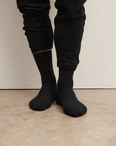 Chaussettes basses unies-NOIR-87% cachemire 13% elasthane