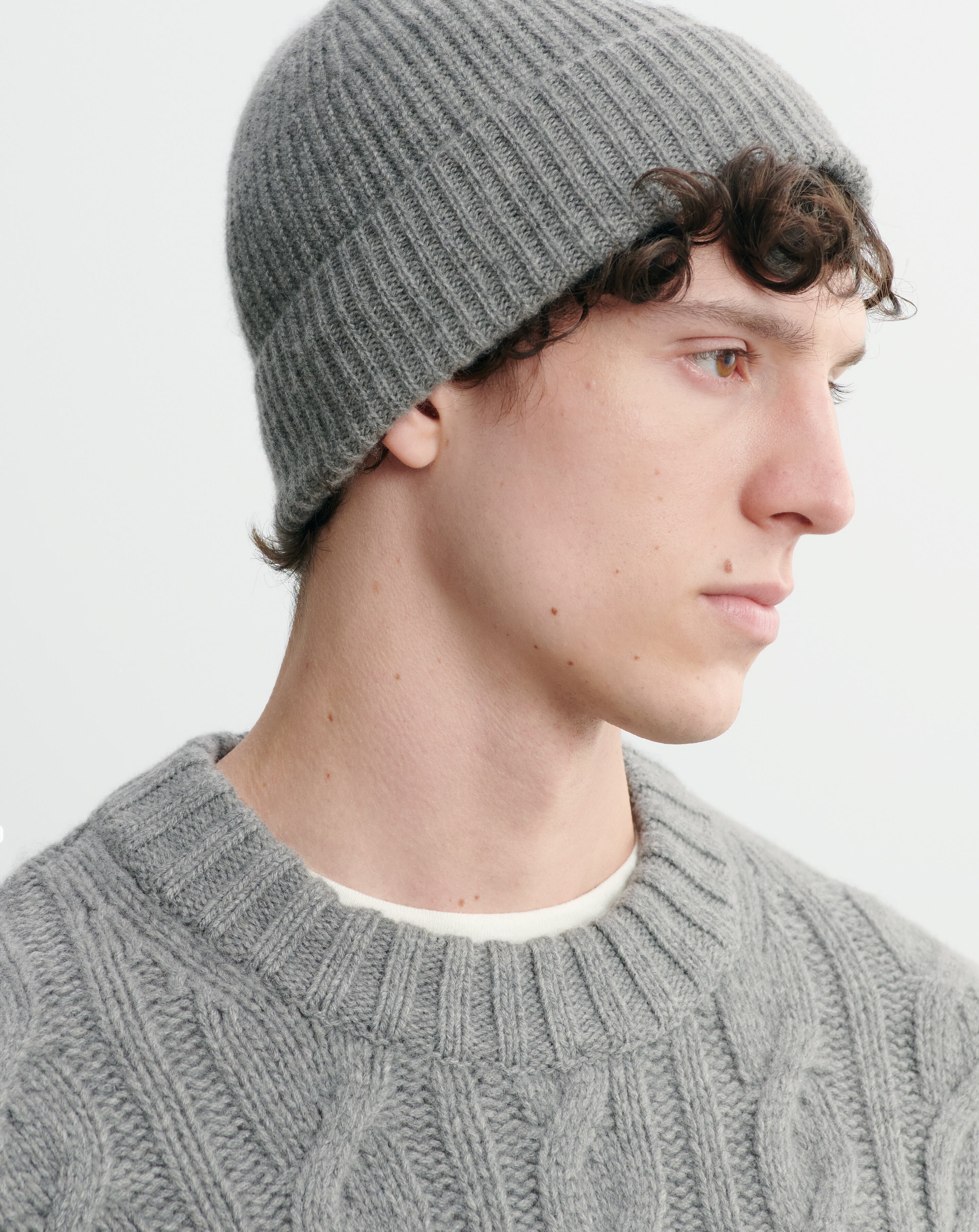 Bonnet à côtes-GRIS METEORITE-100% cachemire