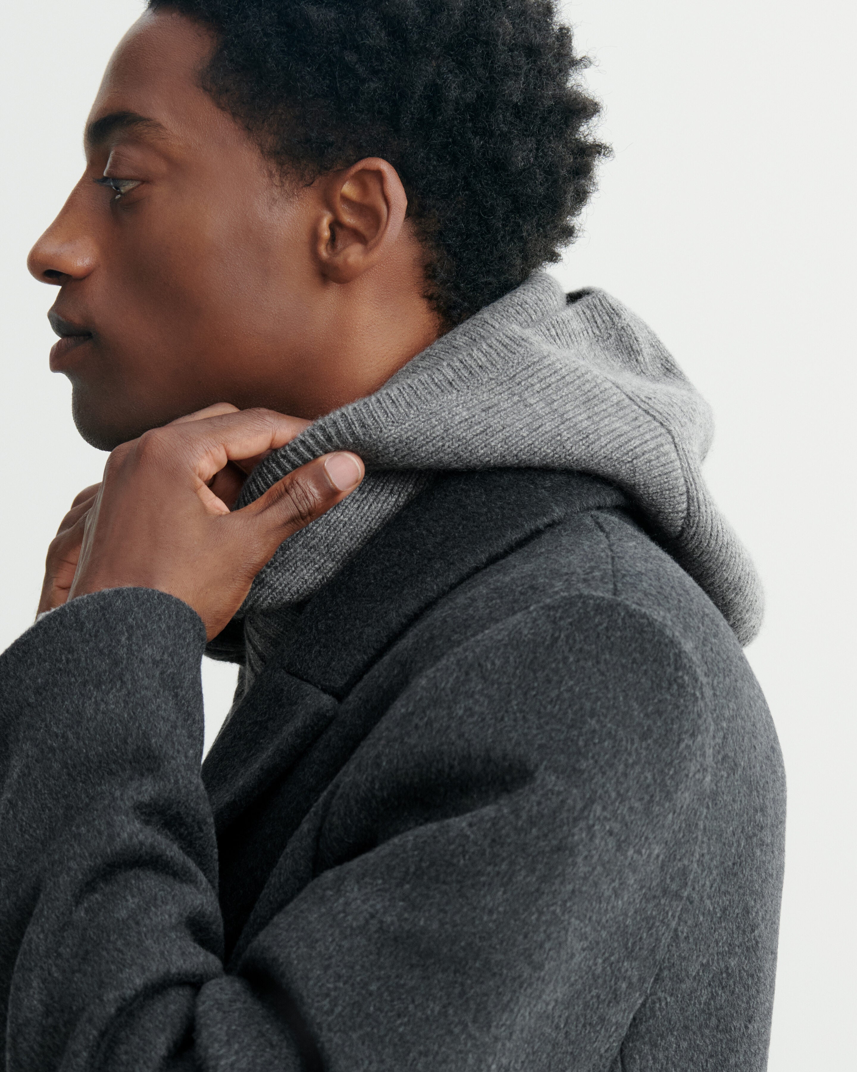 Cagoule-GRIS METEORITE-100% cachemire