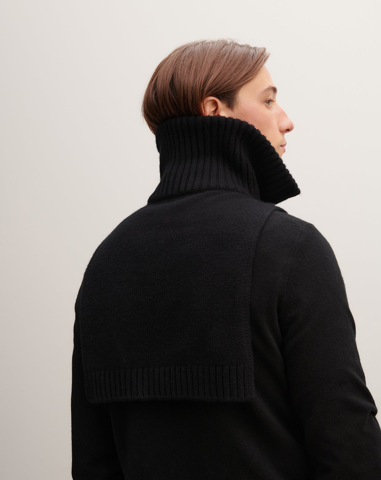 Plastron col camionneur-NOIR-100% cachemire
