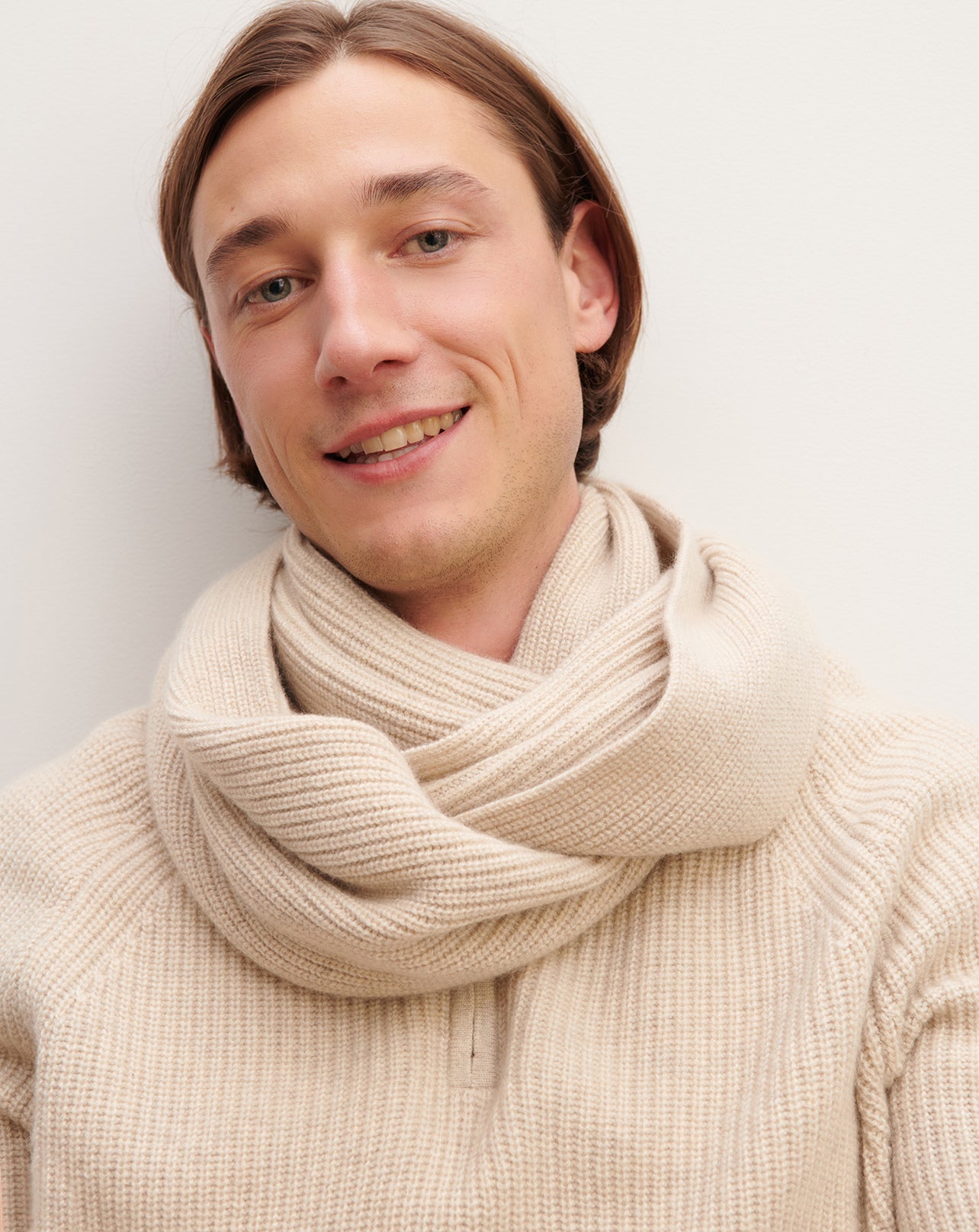 Ribbed snood in Cachemire Women oat beige | Eric Bompard