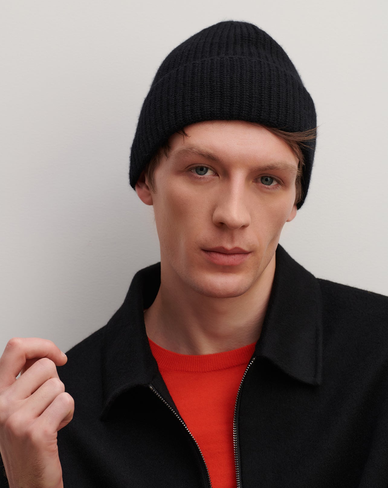 Bonnet à côtes-NOIR-100% cachemire