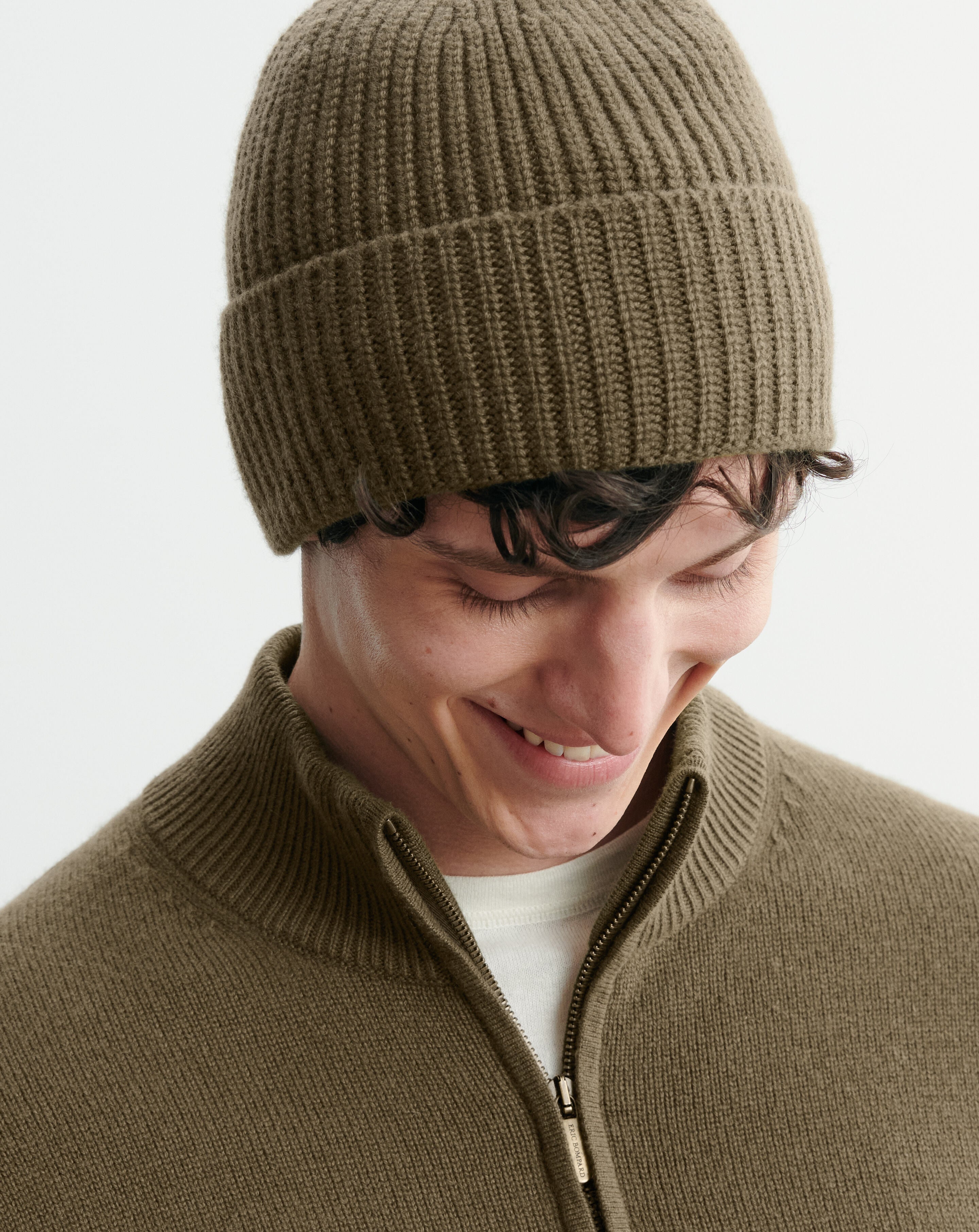Bonnet à côtes-BRONZE-100% cachemire