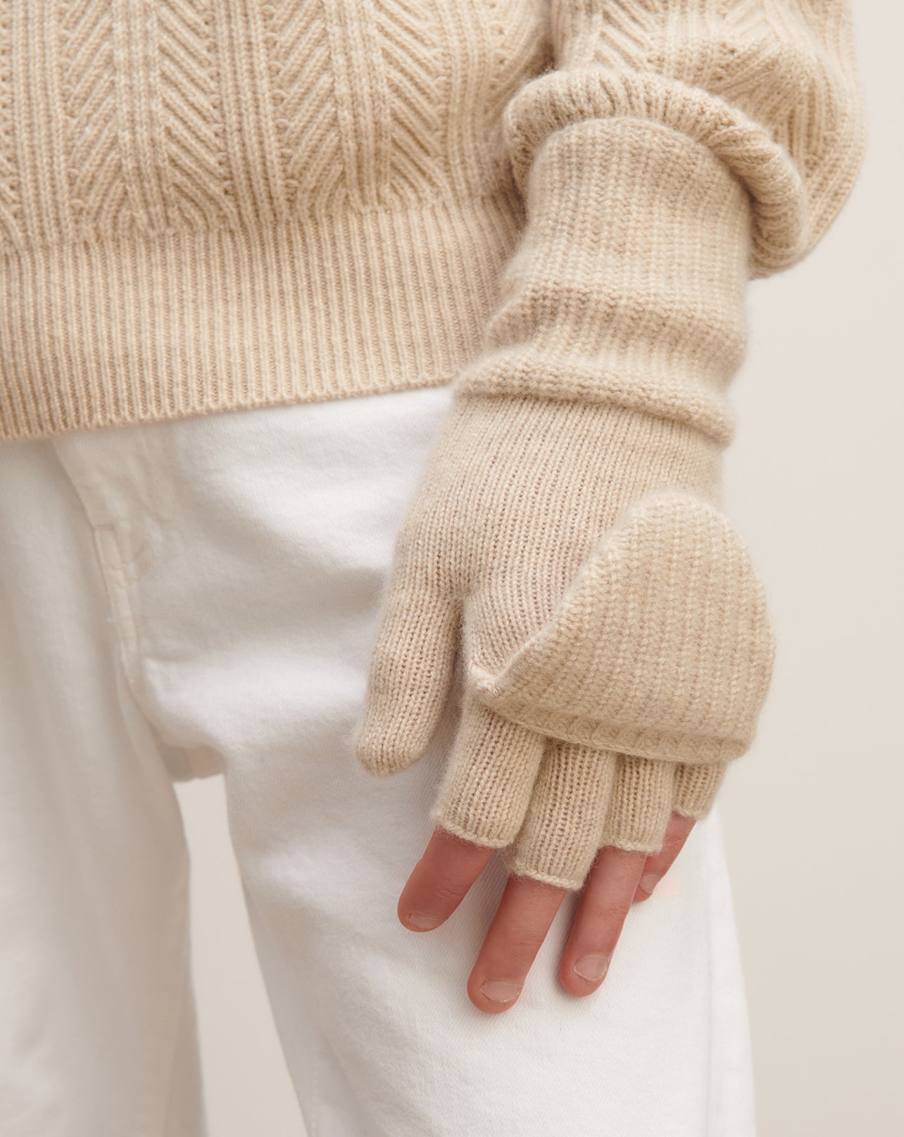 Mitaines à rabat-AVOINE-100% cachemire