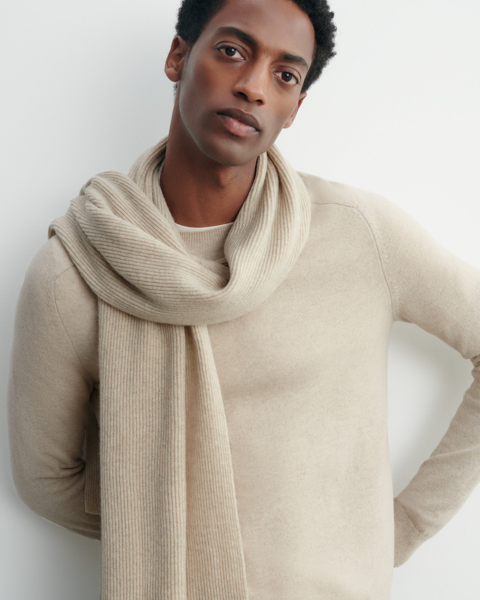 Écharpe en maille à côtes-AVOINE-100% cachemire