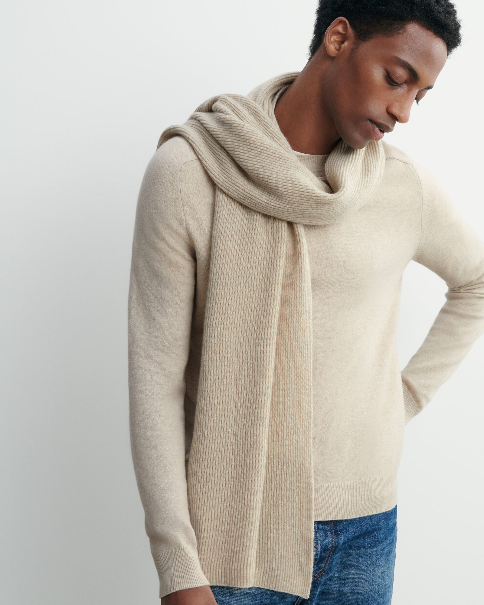 Écharpe en maille à côtes-AVOINE-100% cachemire