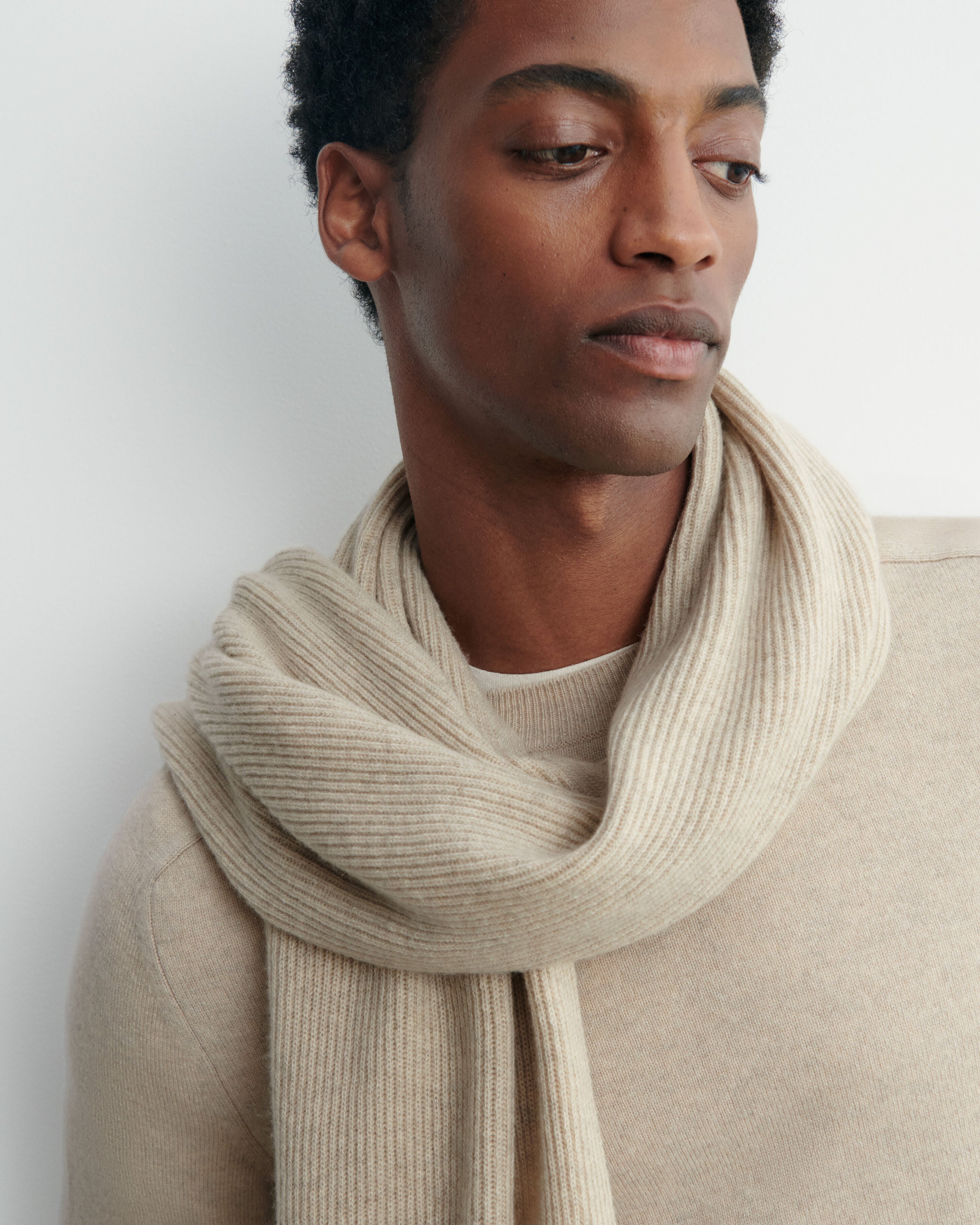 Écharpe en maille à côtes-AVOINE-100% cachemire