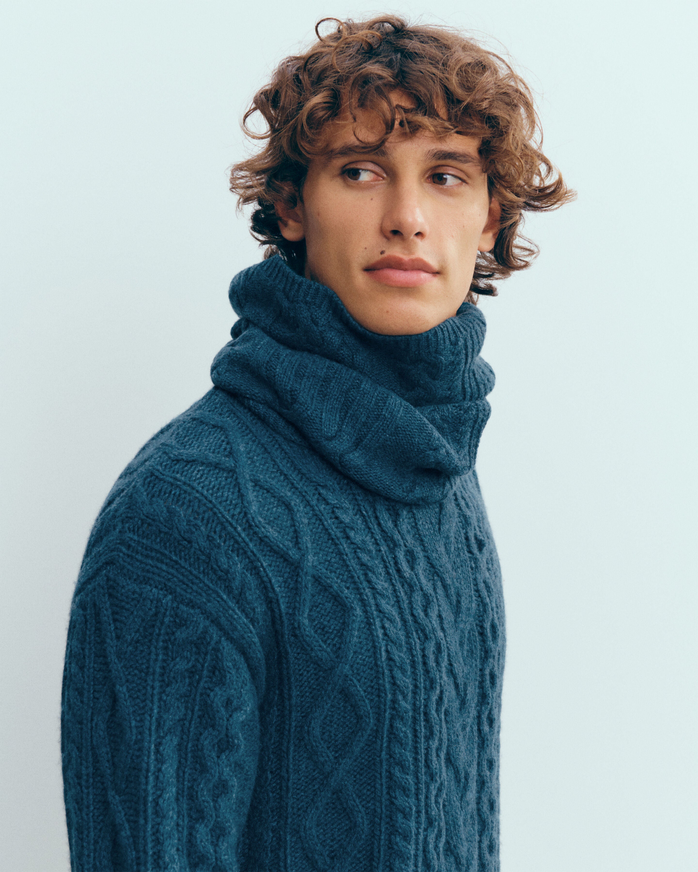 Tour de cou à torsades les 40 ans-BLEU CALYPSO-100% cachemire