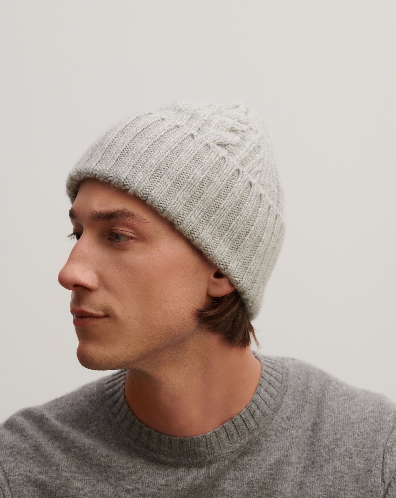 Bonnet à torsades-GRIS ARGENTE-100% cachemire