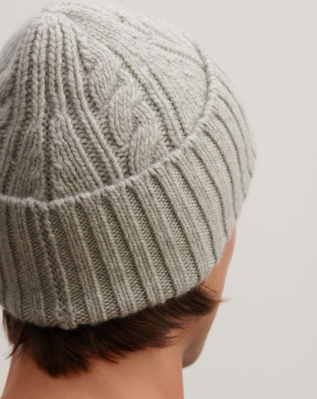 Bonnet à torsades-GRIS ARGENTE-100% cachemire