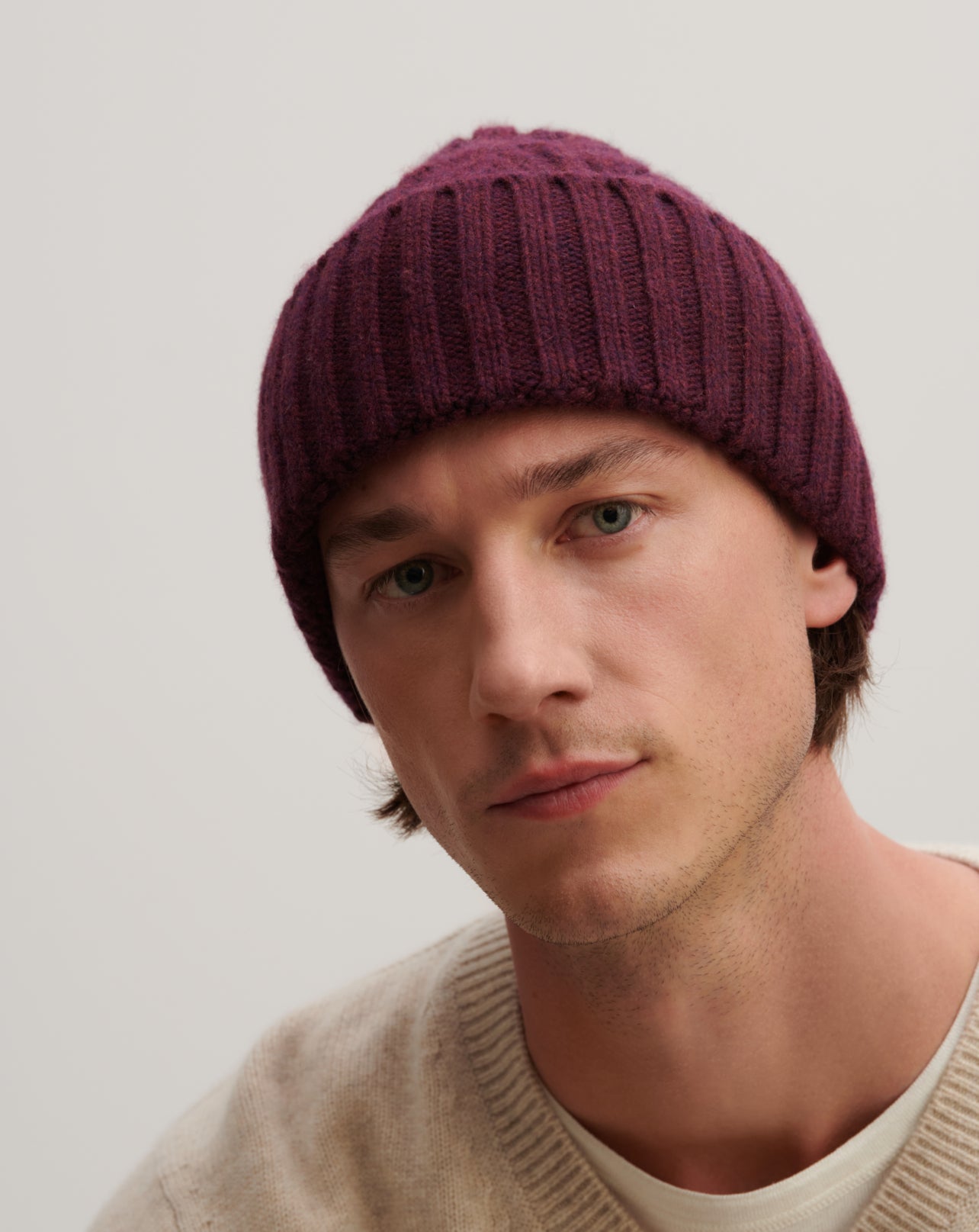 Bonnet à torsades-PRUNELLIER-100% cachemire