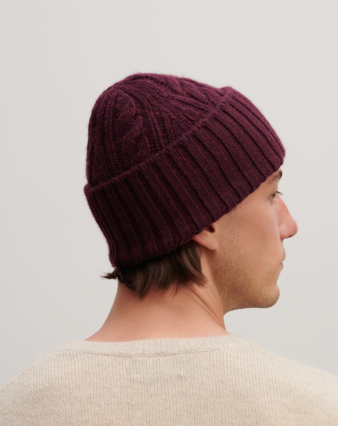 Bonnet à torsades-PRUNELLIER-100% cachemire